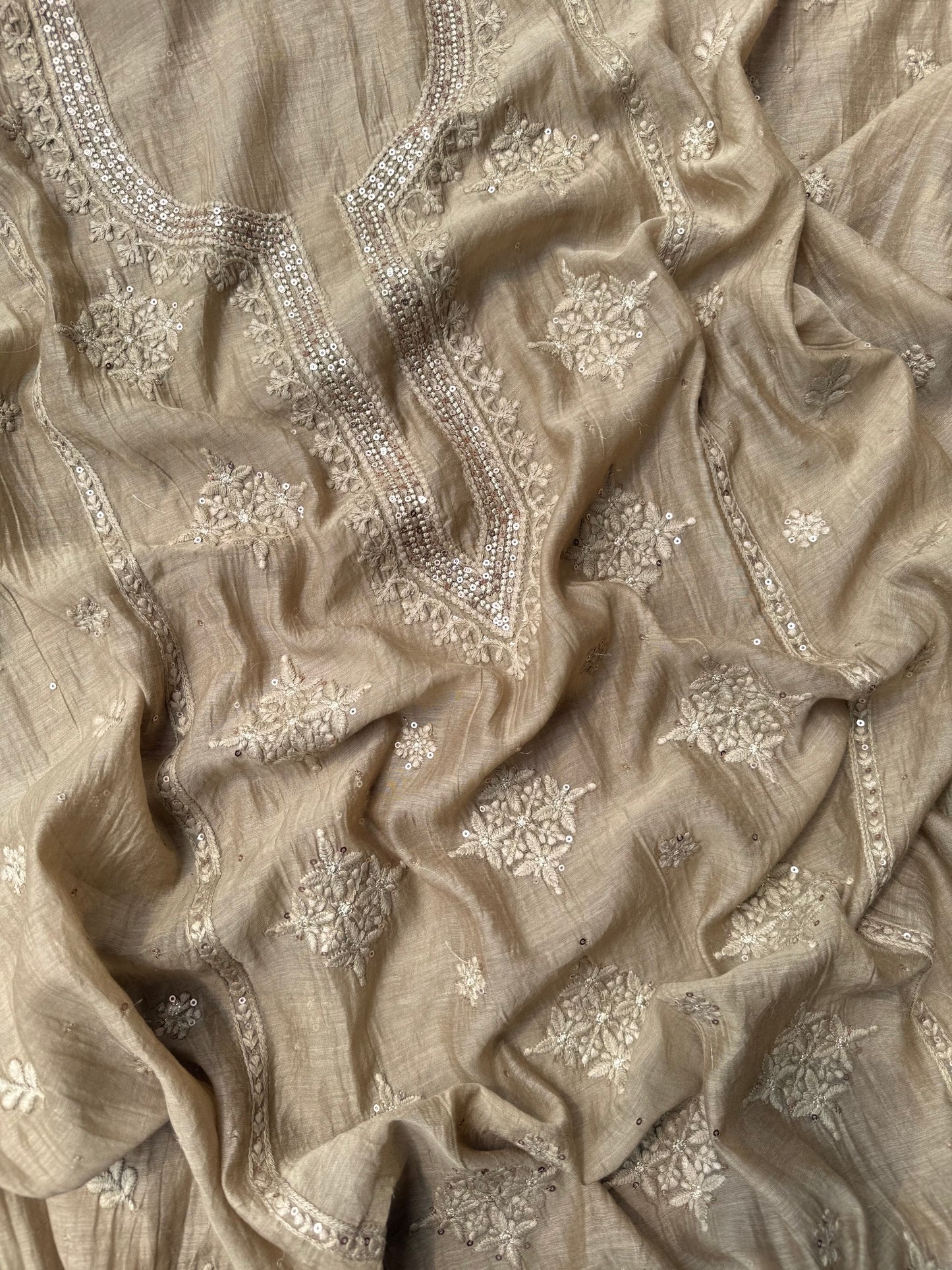 Luxurious Mul chanderi lucknowi handwork suit