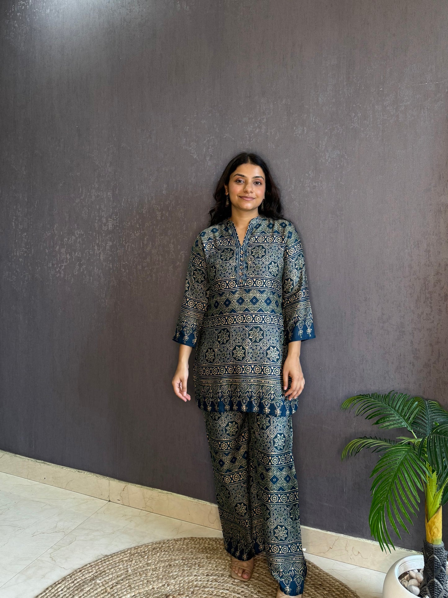 Modal cotton Ajrakh Coord set