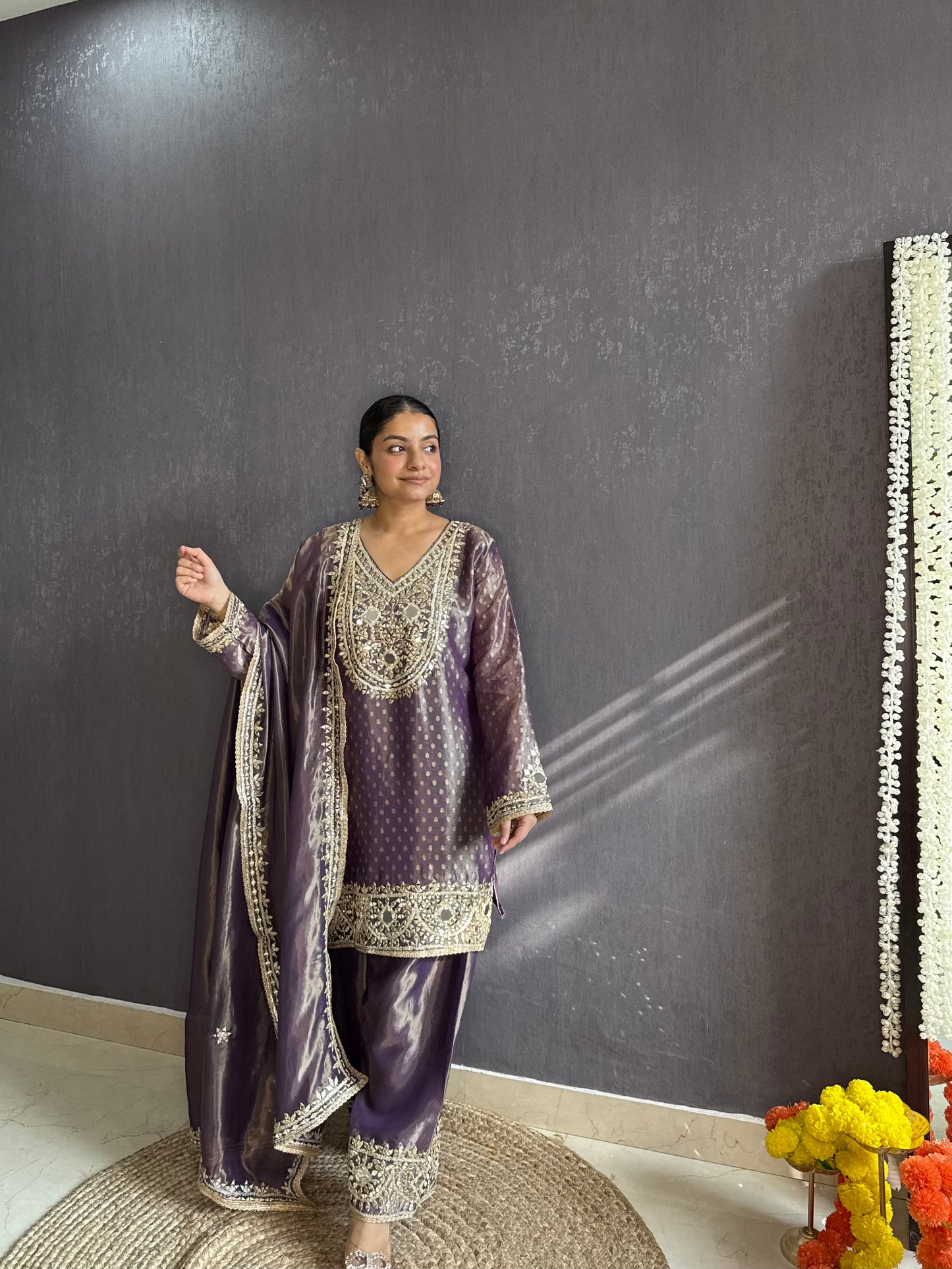 Luxurious mirrorwork farshi salwar set