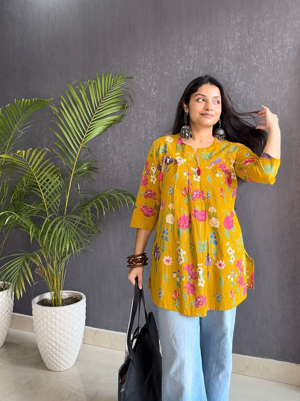 Floral Printed peplum short kurtas
