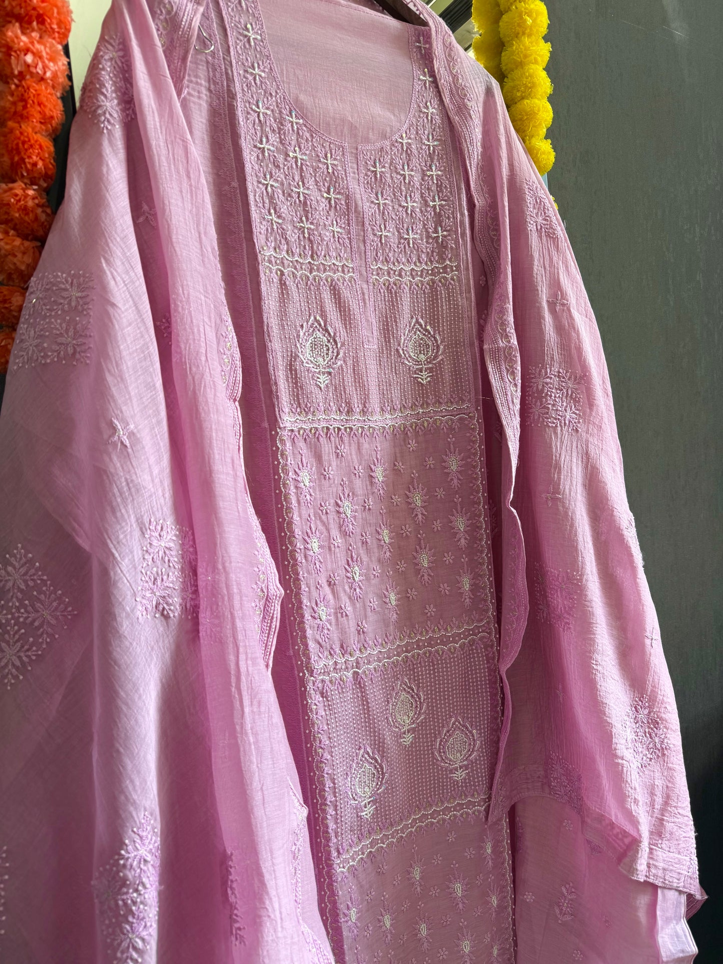 Luxurious Mul chanderi lucknowi handwork suit