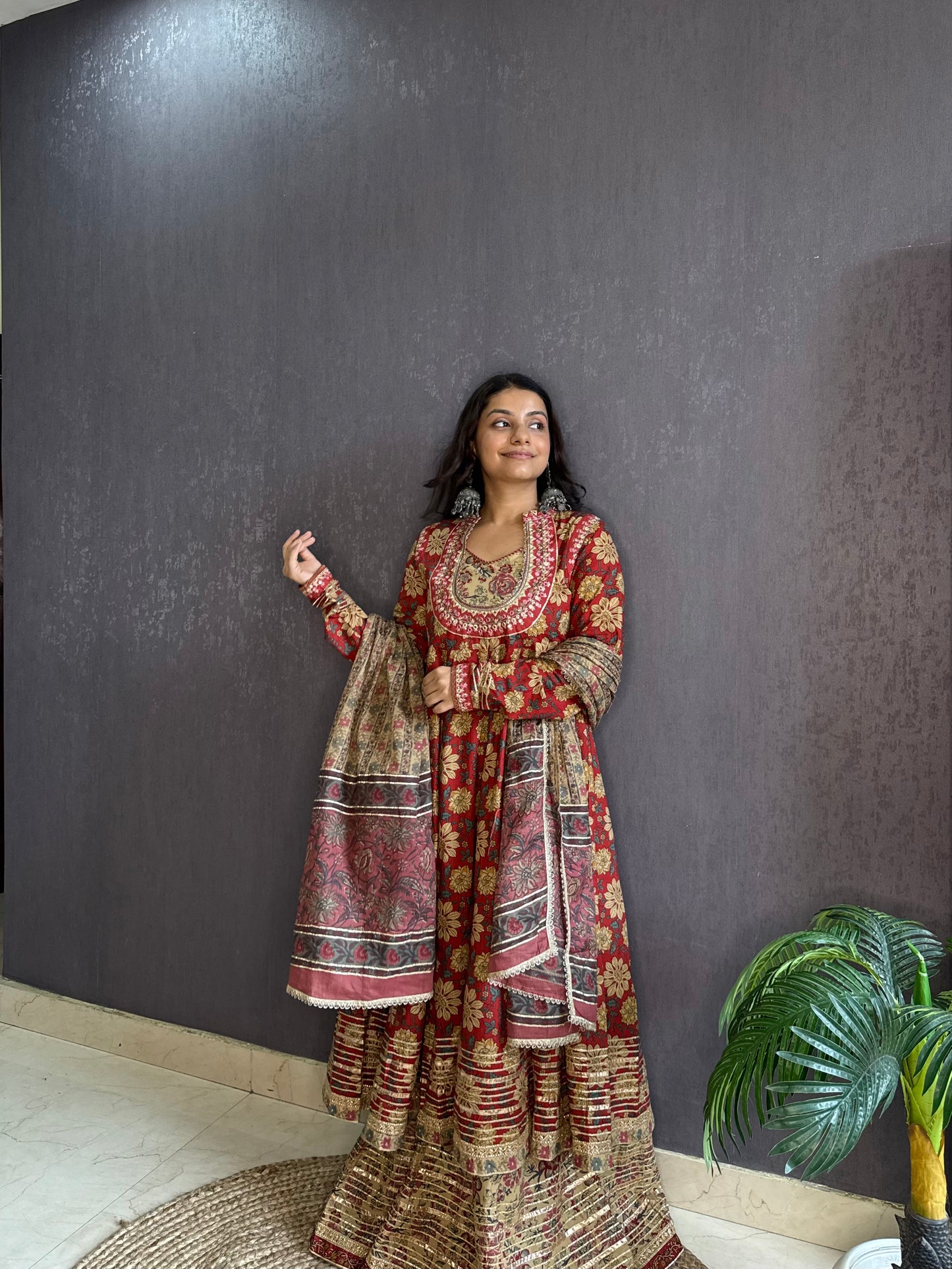 Pure cotton gota double Anarkali
