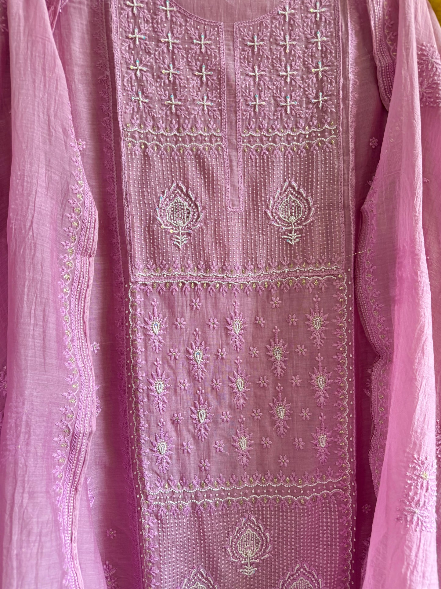 Luxurious Mul chanderi lucknowi handwork suit