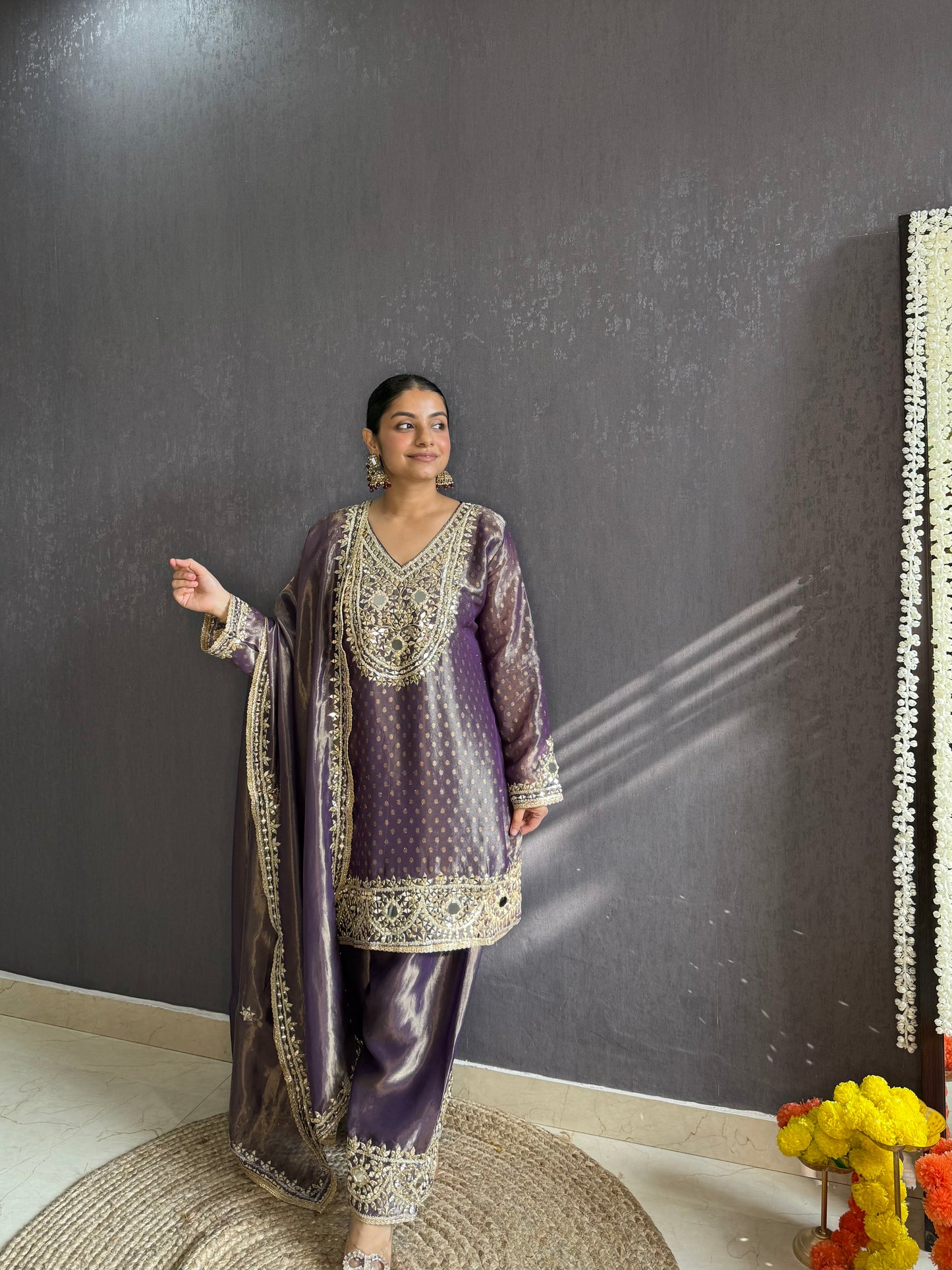Luxurious mirrorwork farshi salwar set
