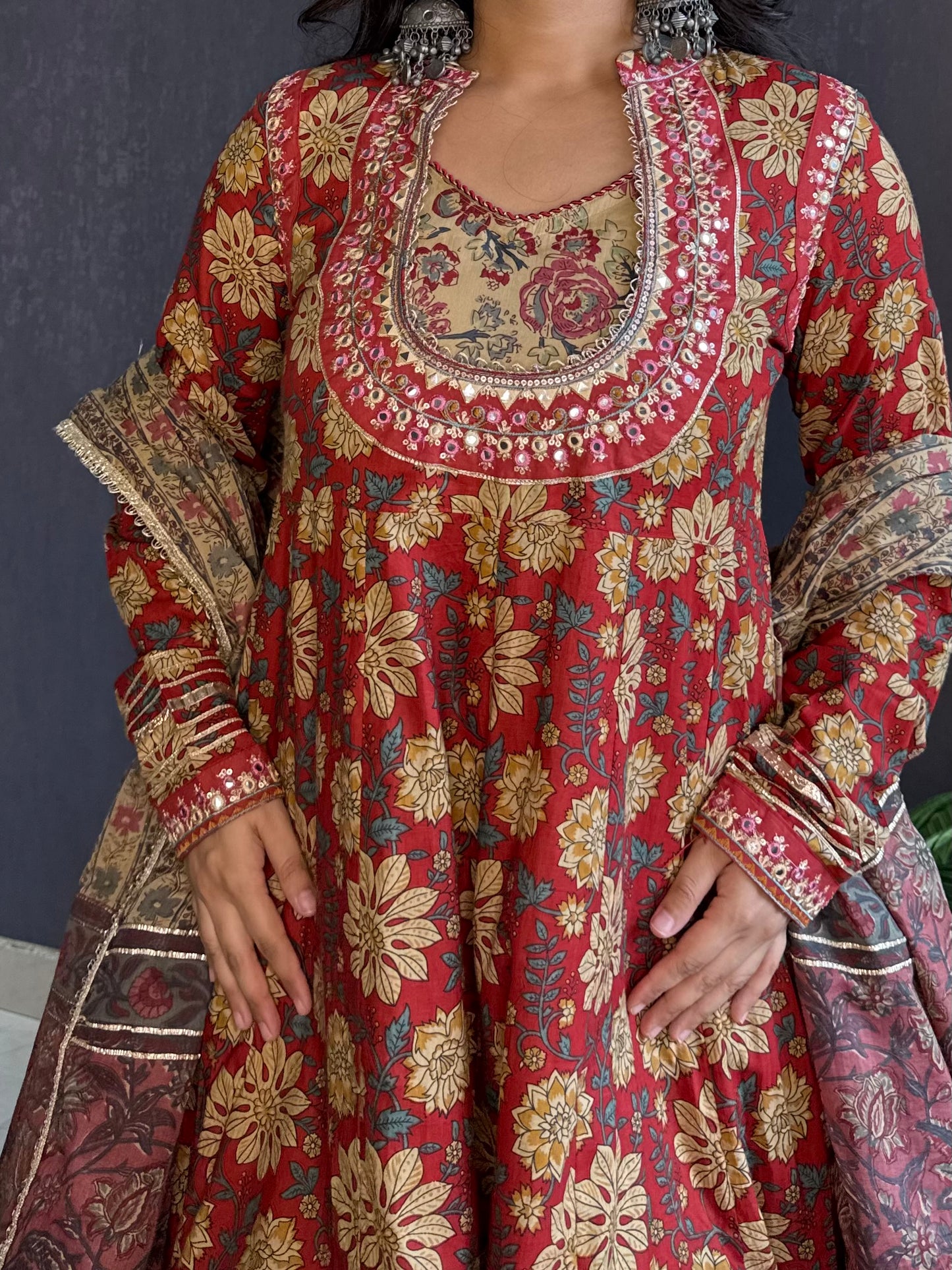 Pure cotton gota double Anarkali