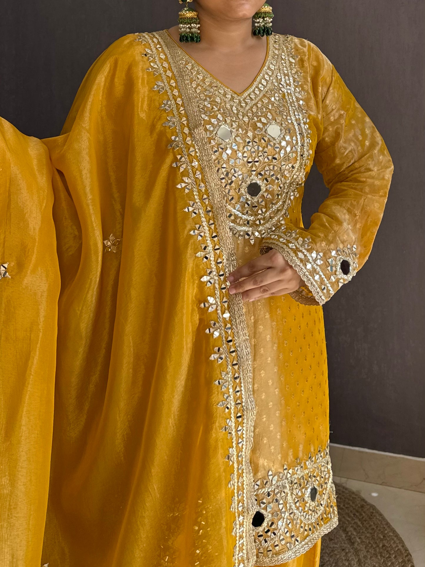 Luxurious mirrorwork farshi salwar set