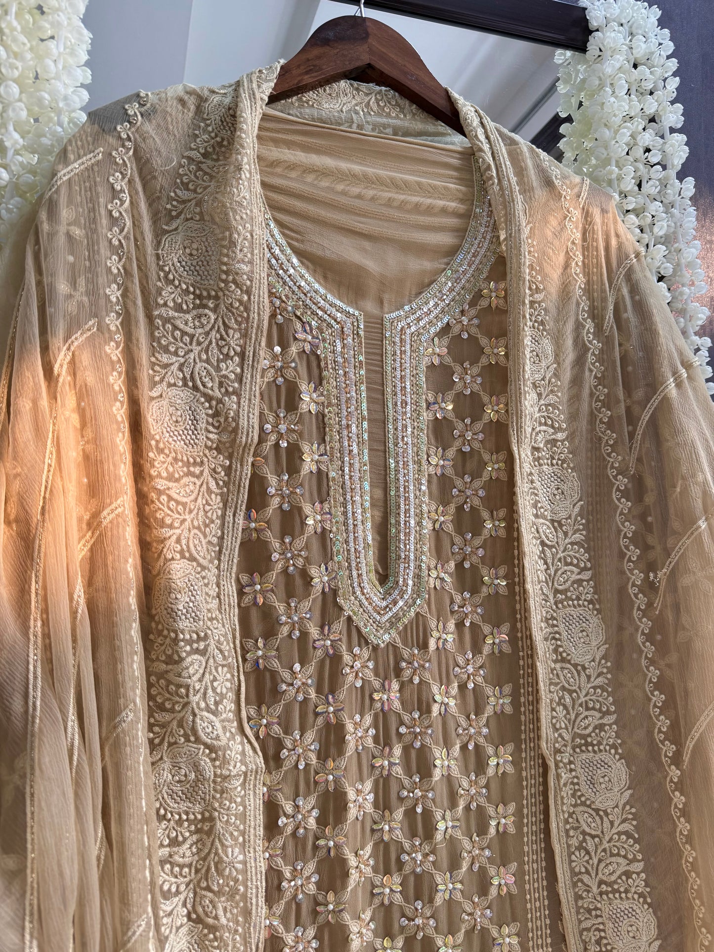 Lucknowi crystal handwork suit