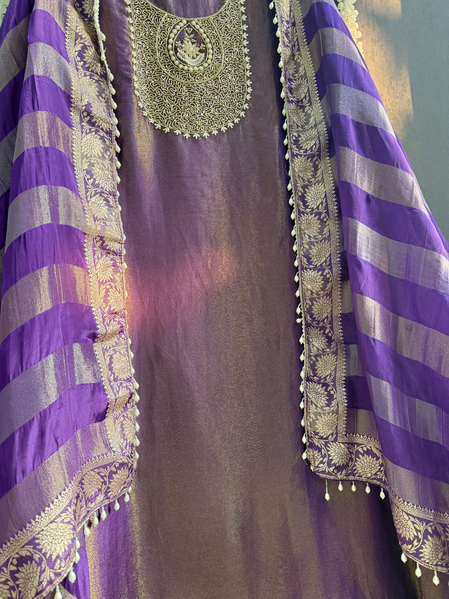 Tissue silk benarsi handwork suit