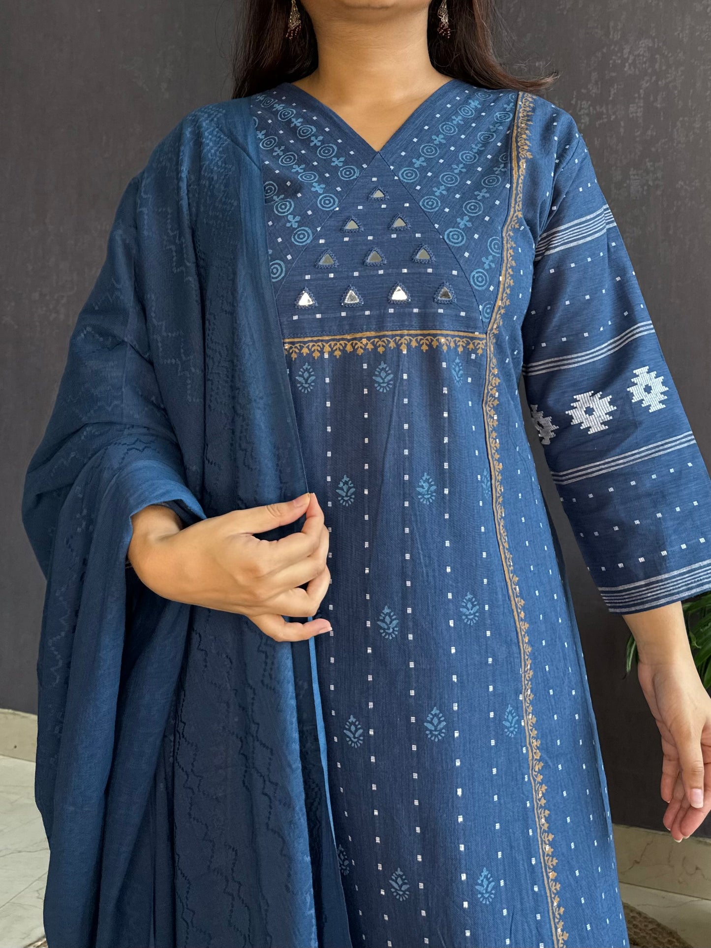 Jamdani Mirror cotton A line suit set