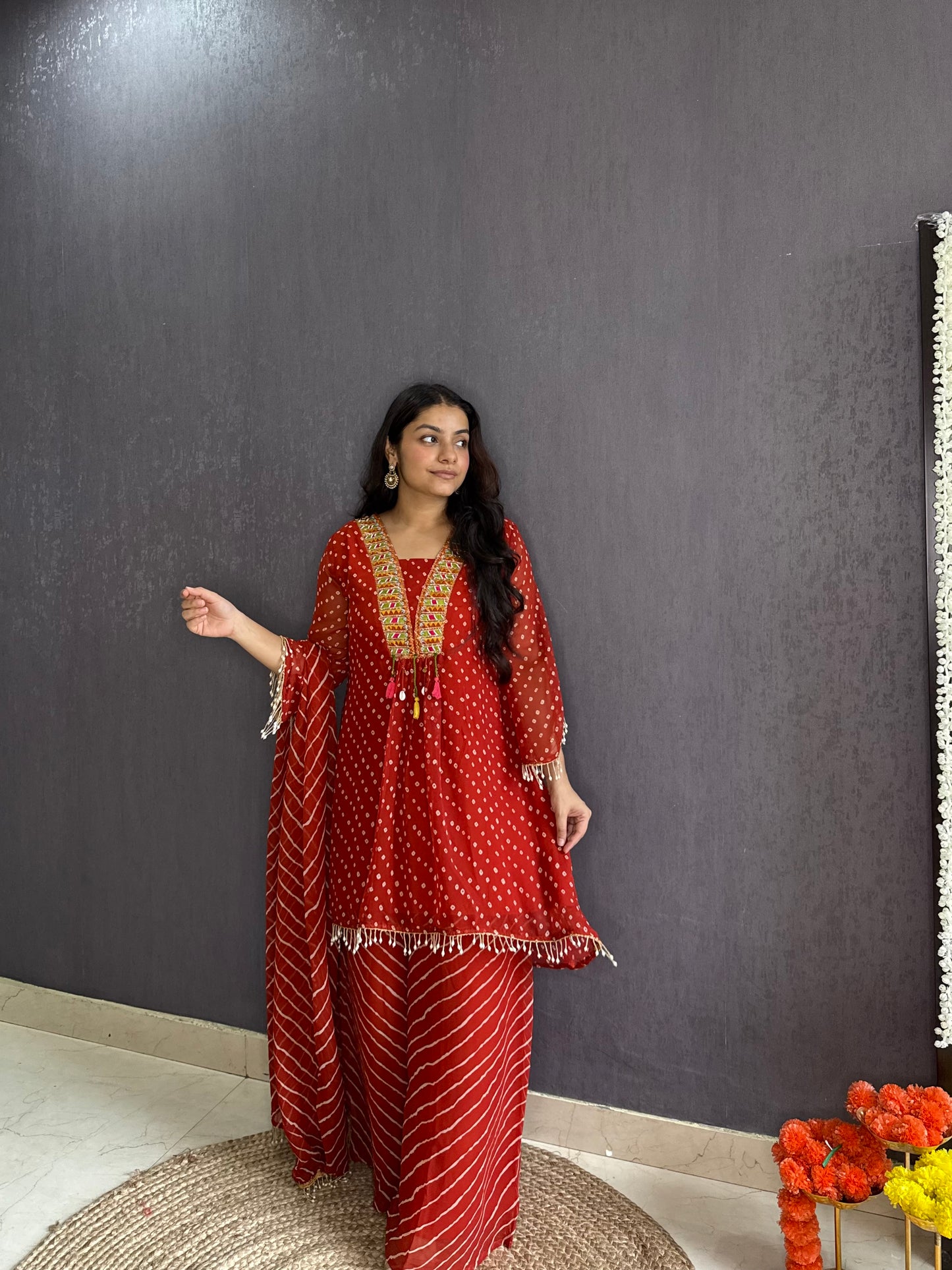 Handwork Bandhani Sharara suit