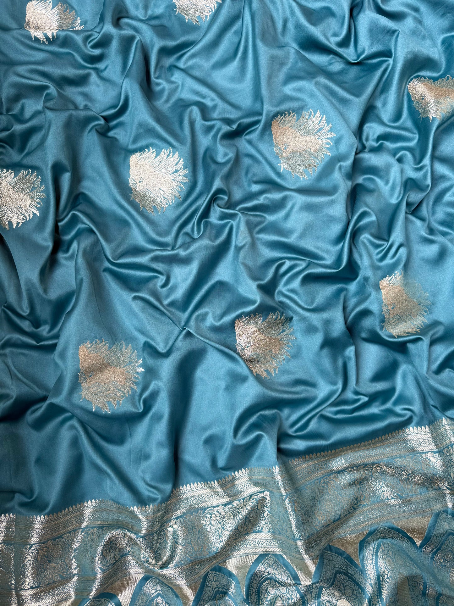 Soft satin silk benarsi panther saree