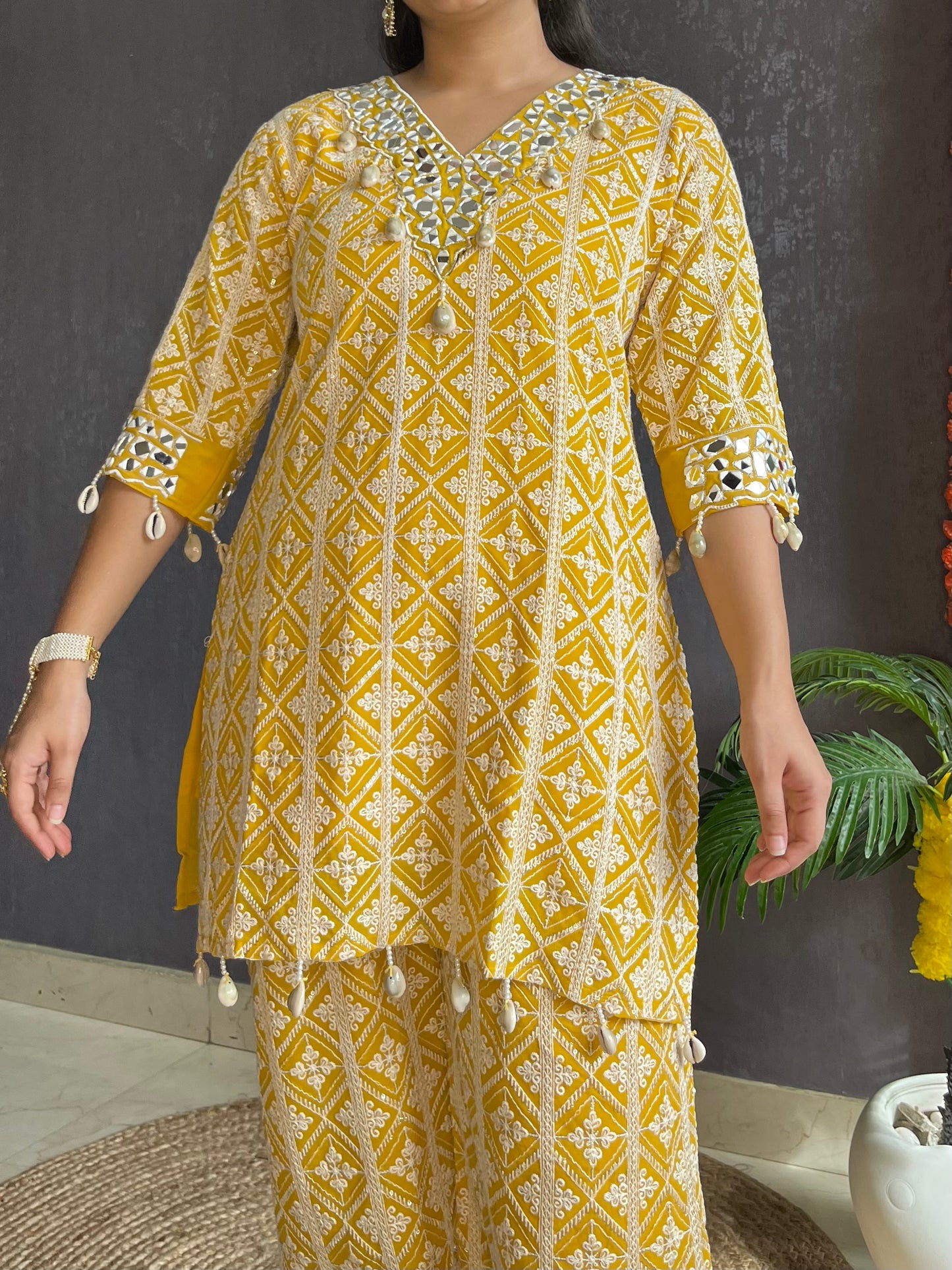 Lucknowi mirrorwork festive Coord set