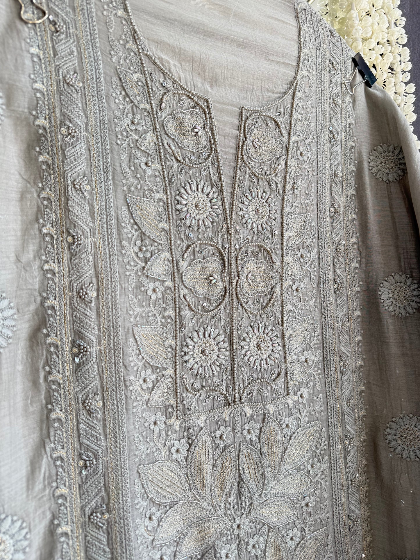 Luxurious Mul chanderi lucknowi handwork suit