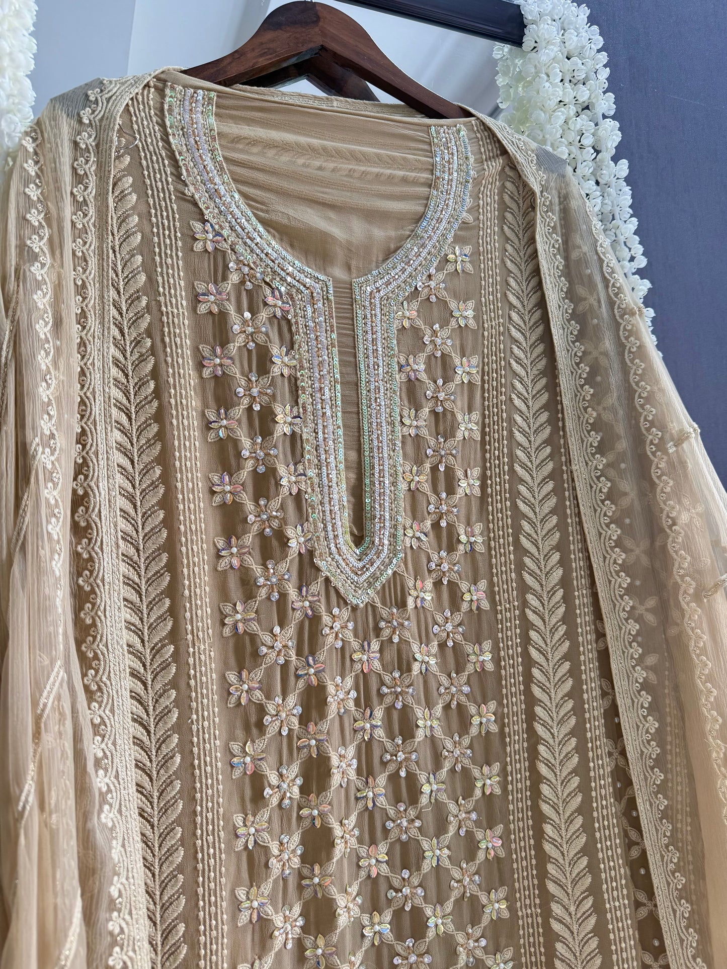 Lucknowi crystal handwork suit