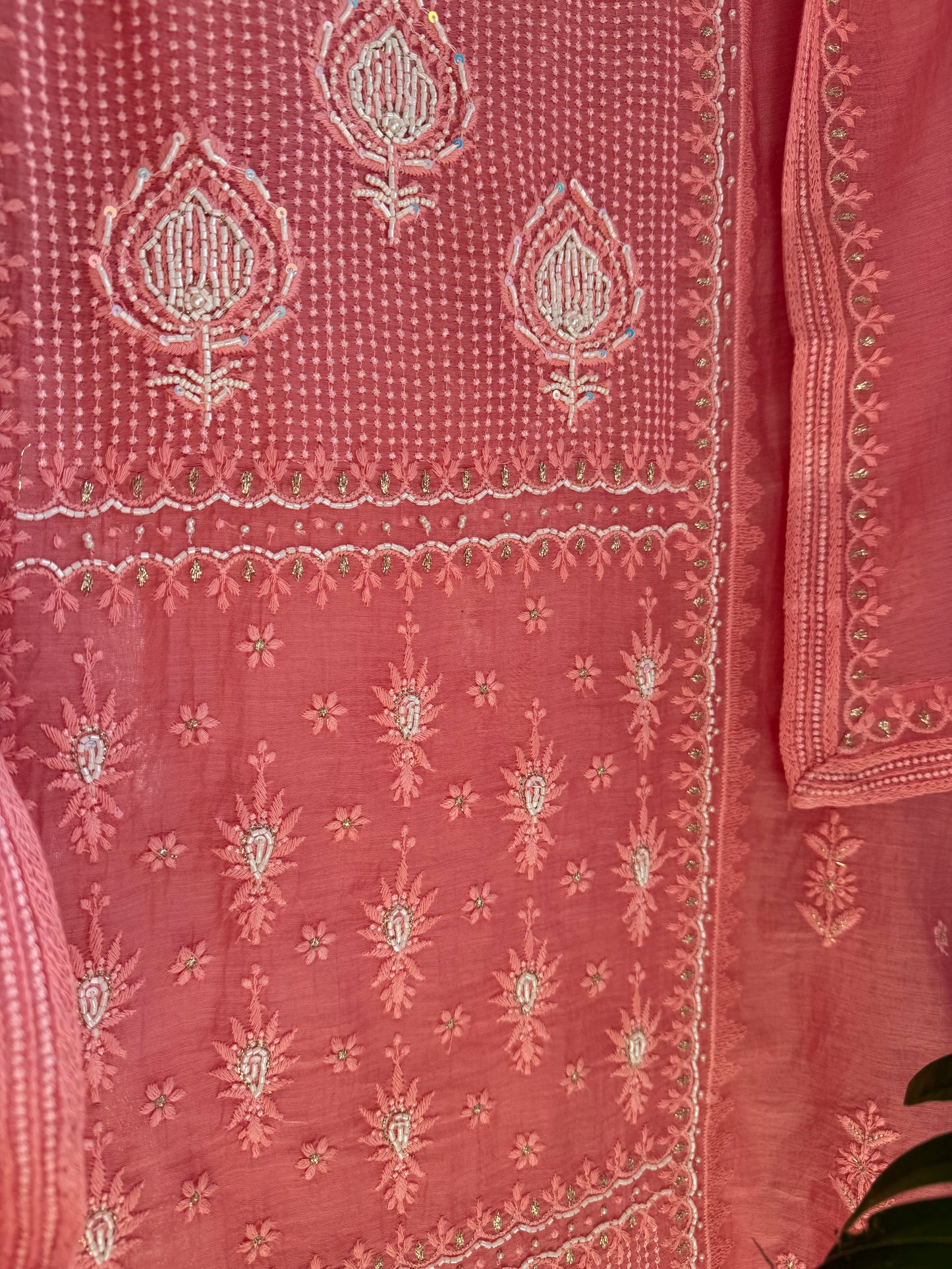 Luxurious Mul chanderi lucknowi handwork suit