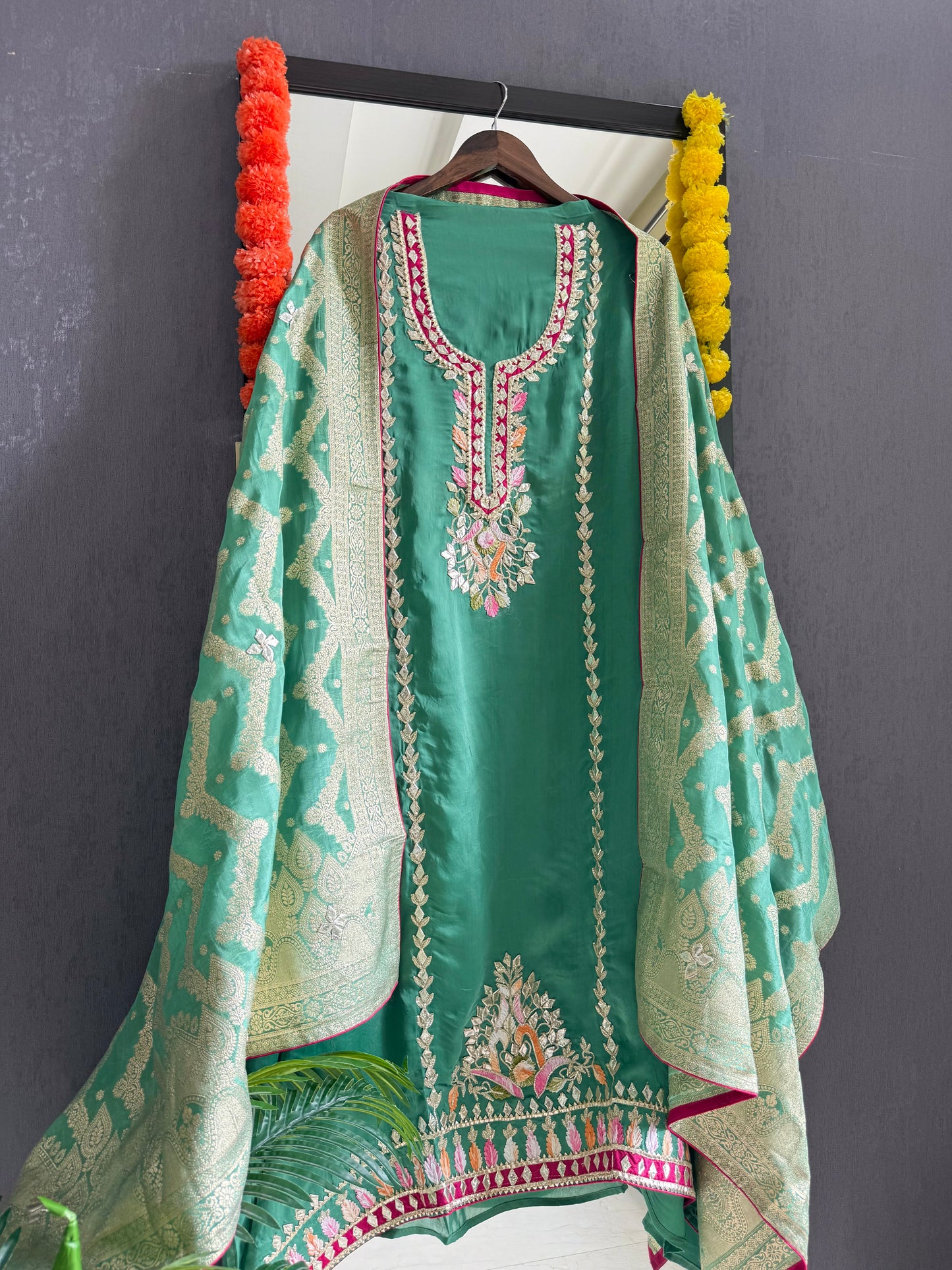 Luxurious Gotapatti satin silk suit