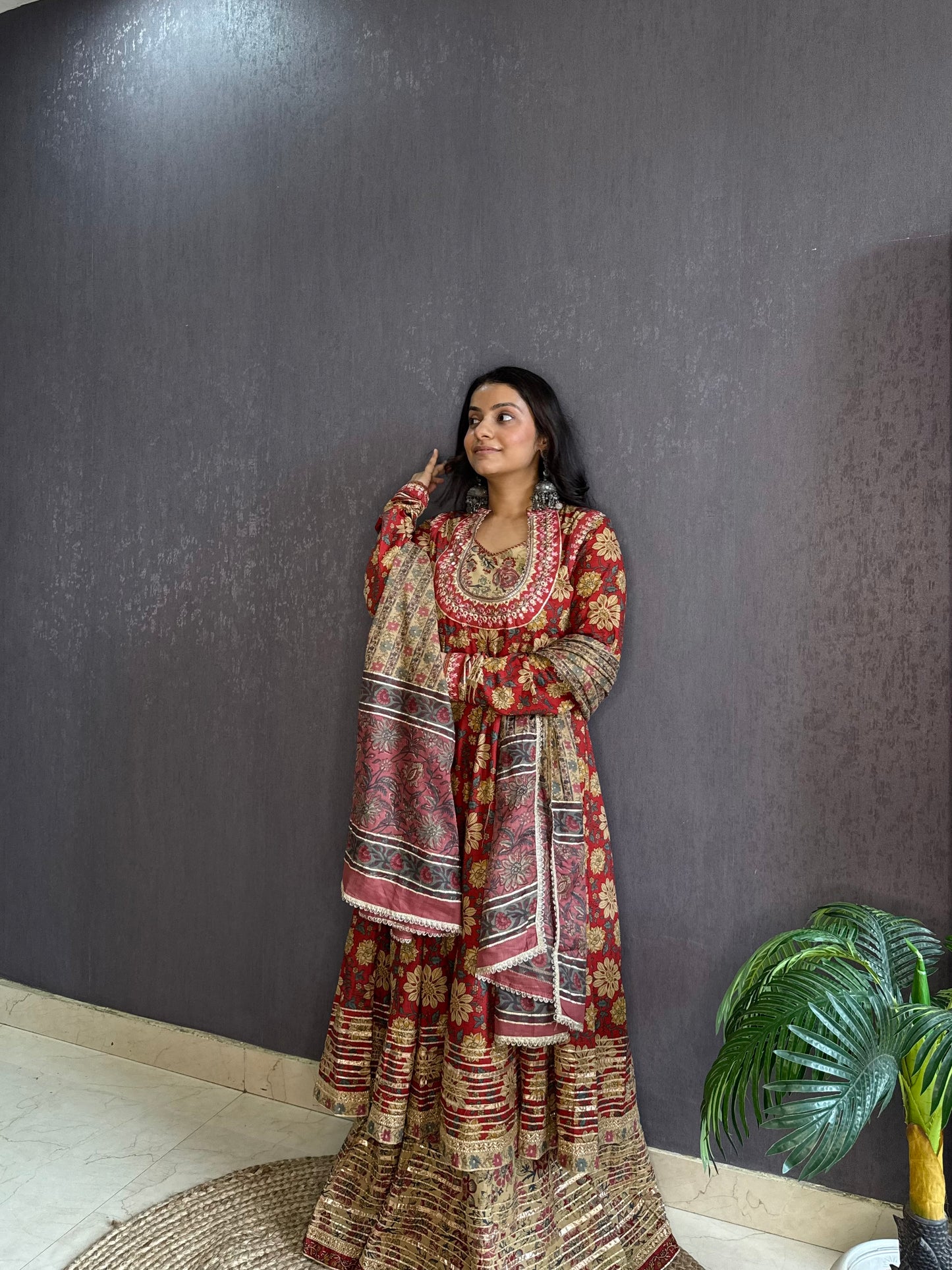 Pure cotton gota double Anarkali