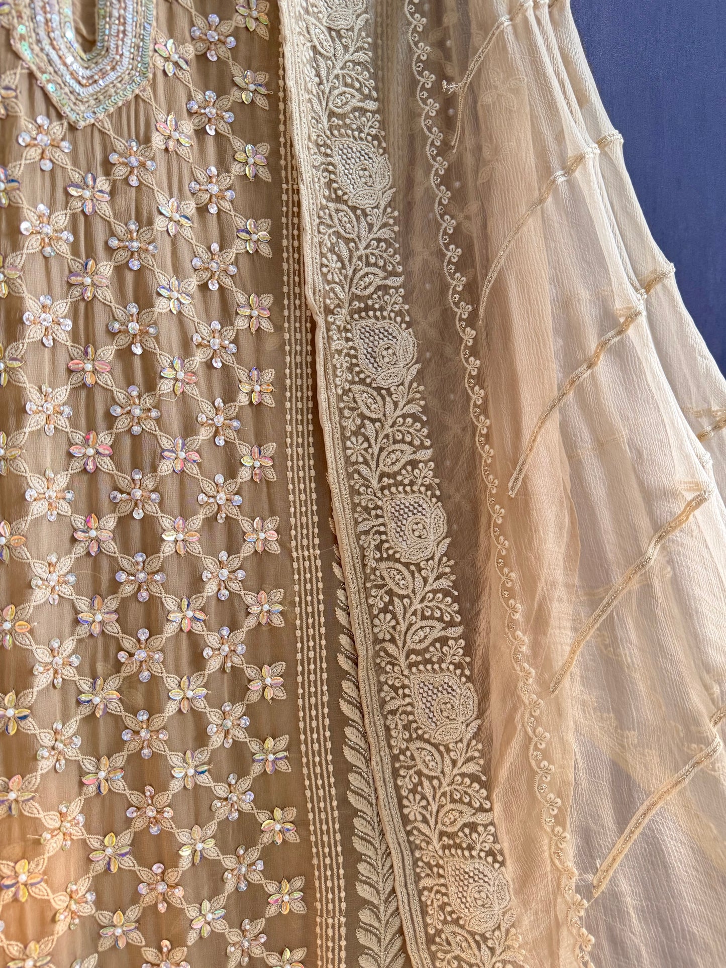 Lucknowi crystal handwork suit