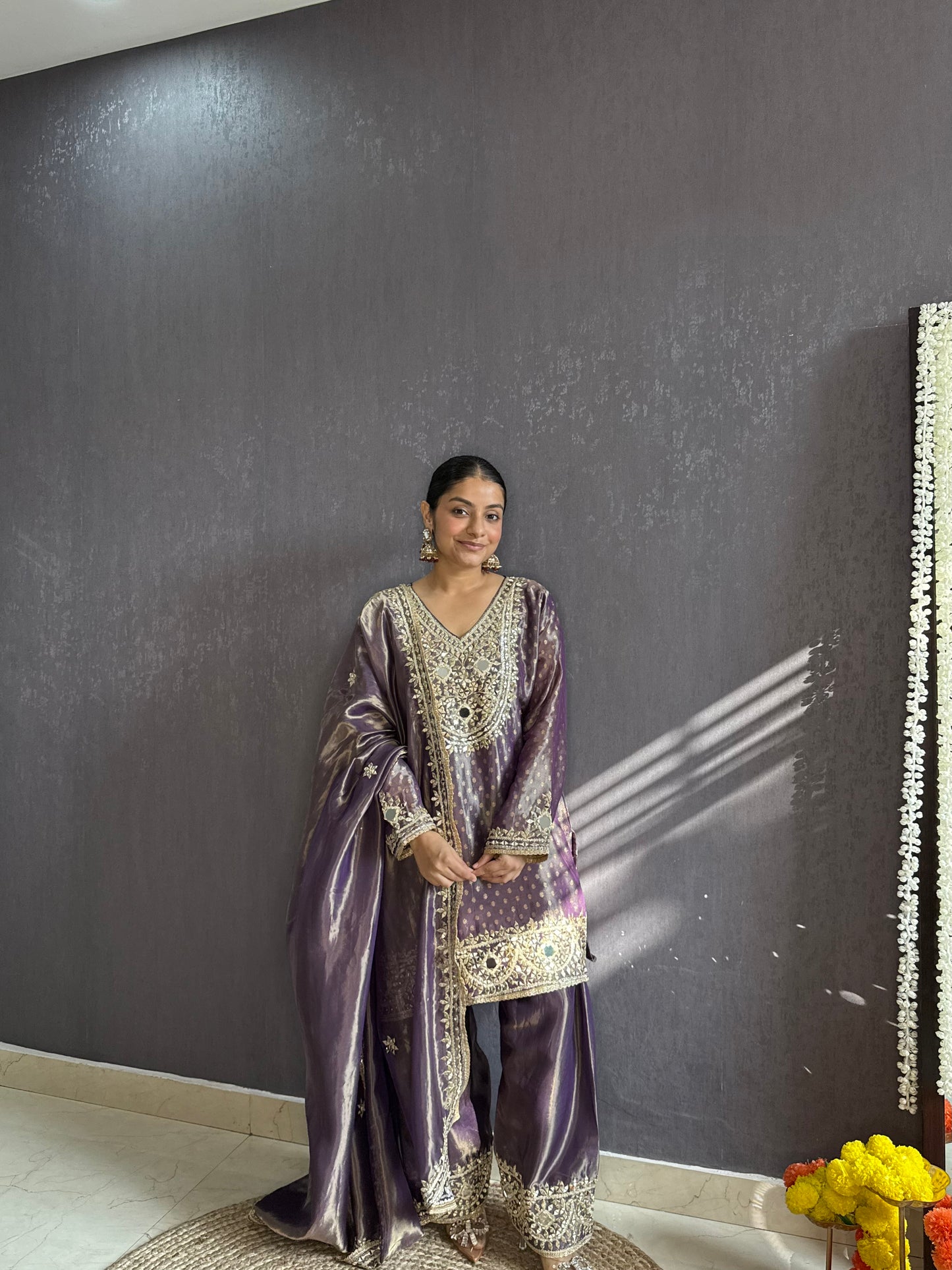 Luxurious mirrorwork farshi salwar set