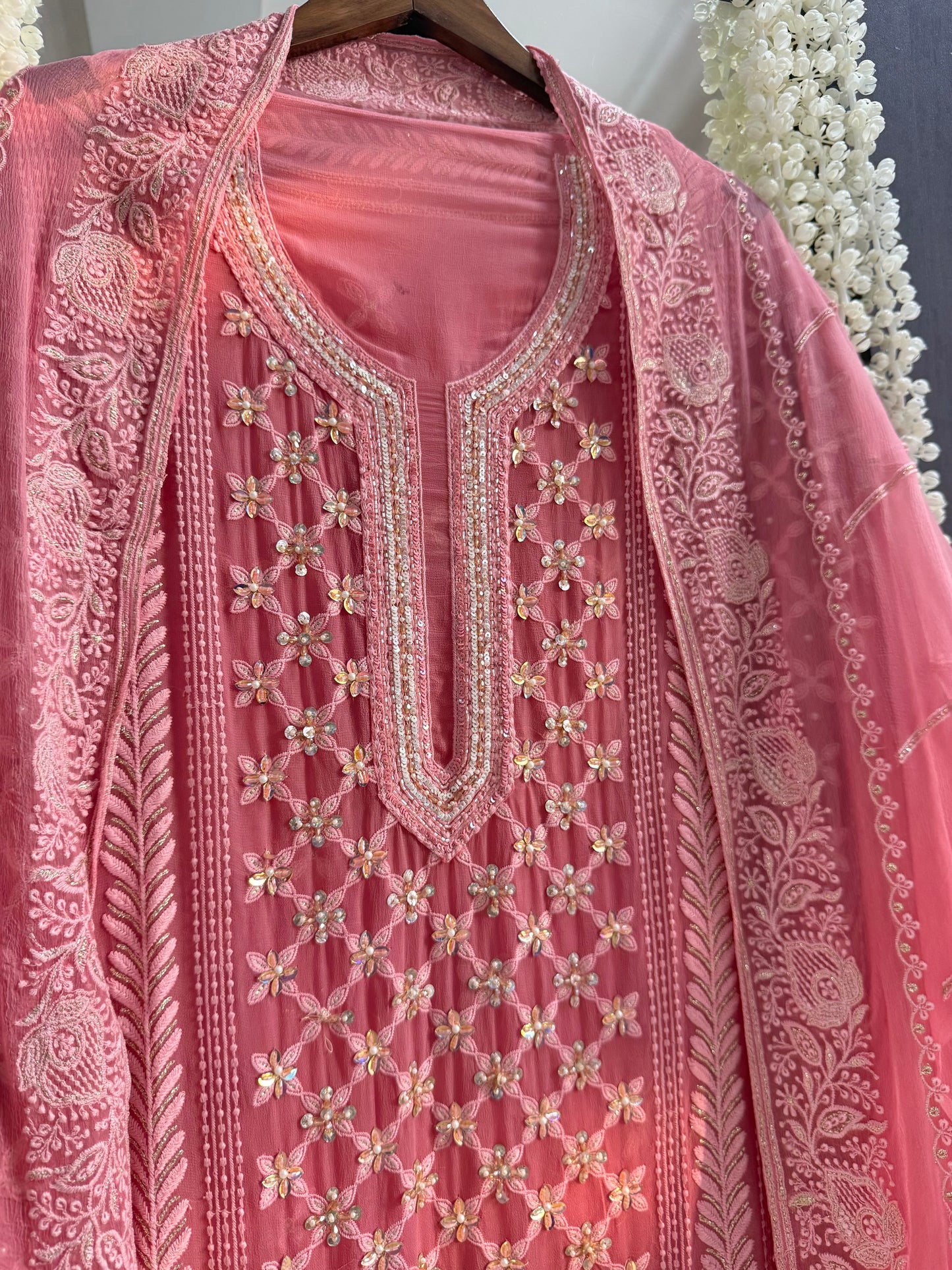 Lucknowi crystal handwork suit
