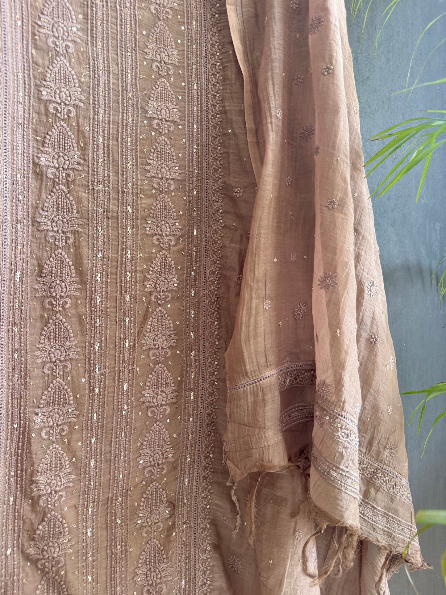 Luxurious Mul chanderi lucknowi handwork suit