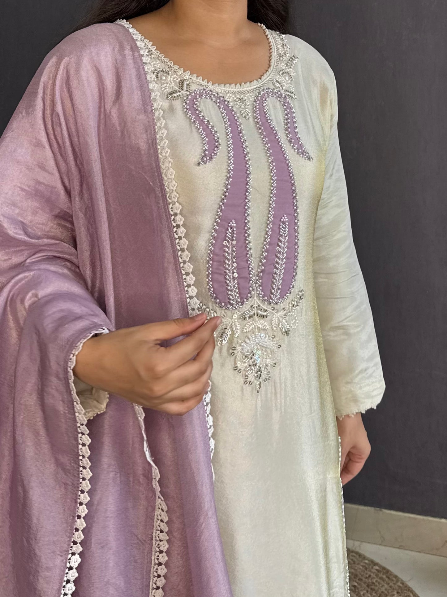 Tissue silk Handwork suit set