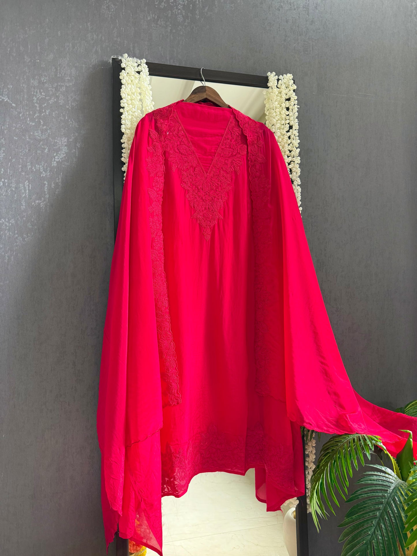 Luxurious aari work organza suit