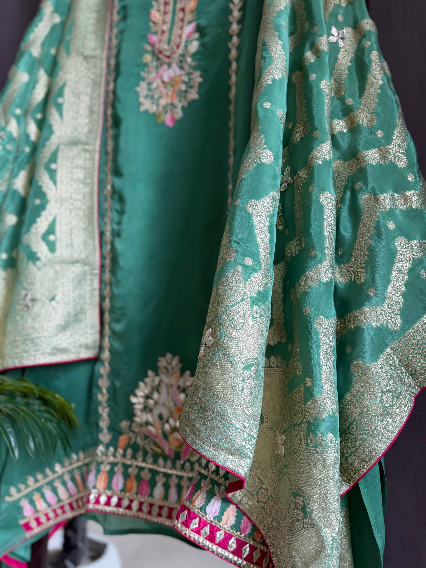 Luxurious Gotapatti satin silk suit