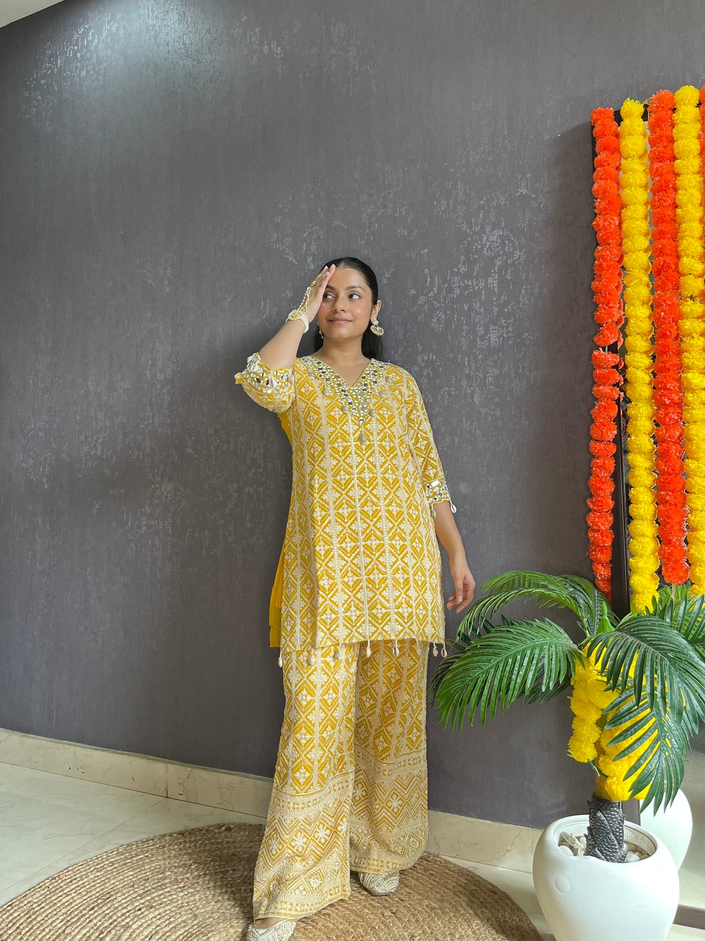 Lucknowi mirrorwork festive Coord set