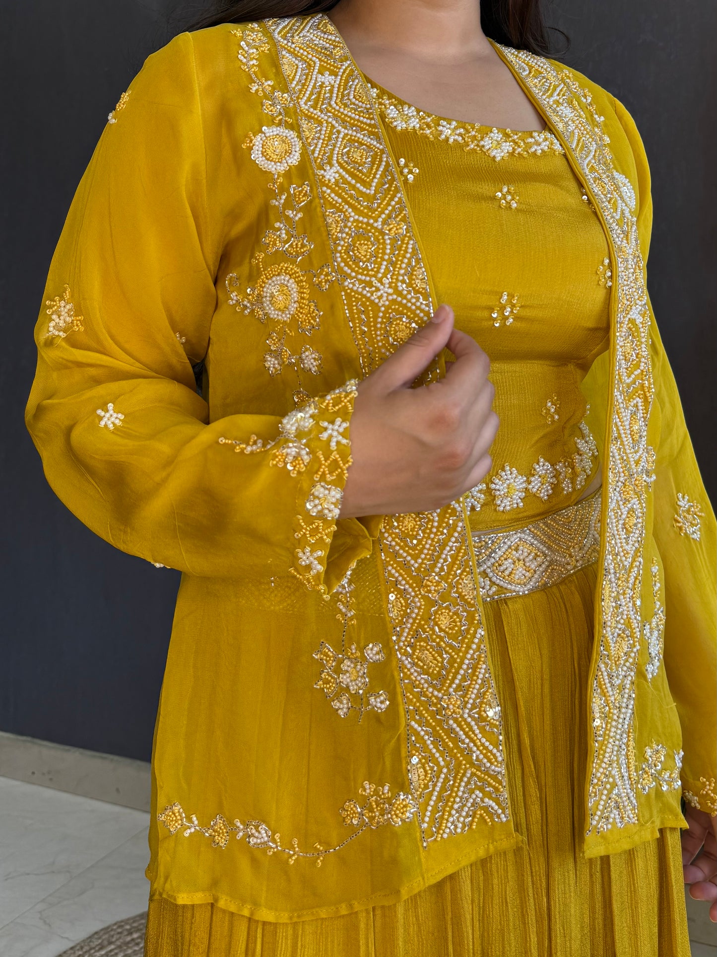 Lehenga jacket handwork dress
