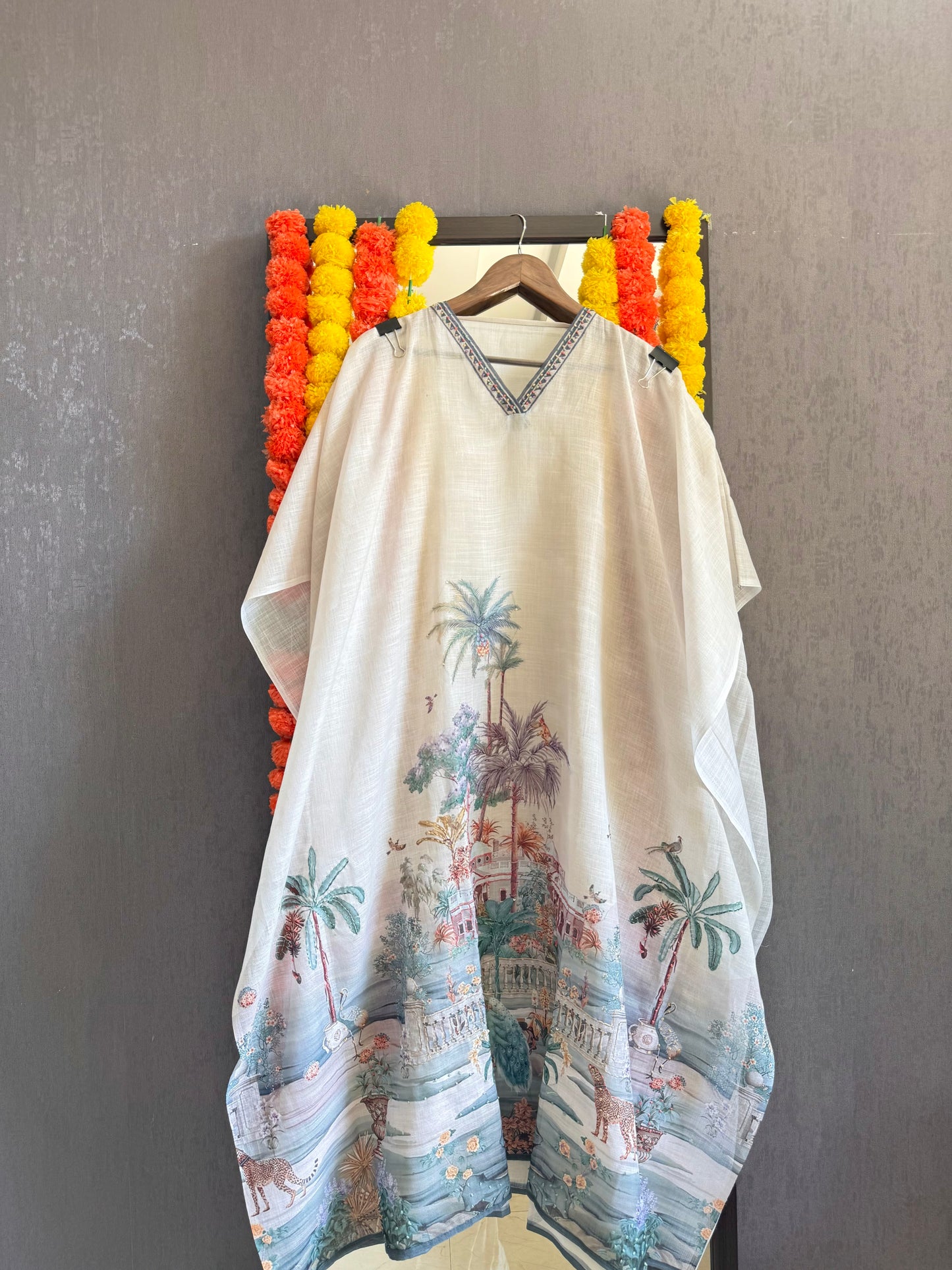 Pure linen frenchknot kantha work suit