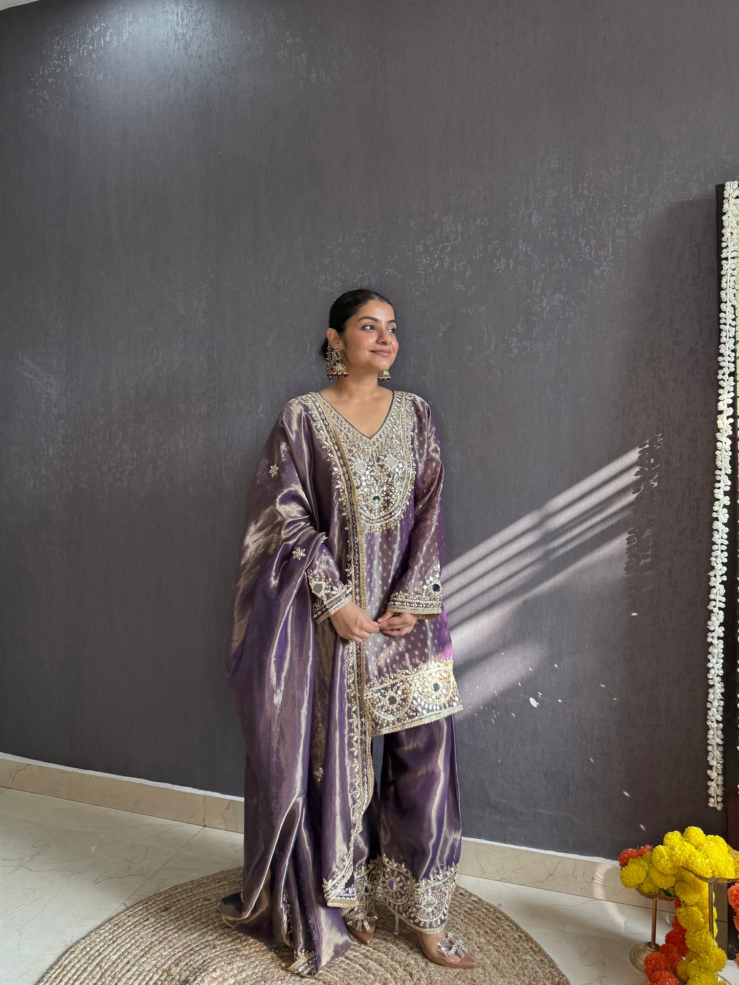 Luxurious mirrorwork farshi salwar set