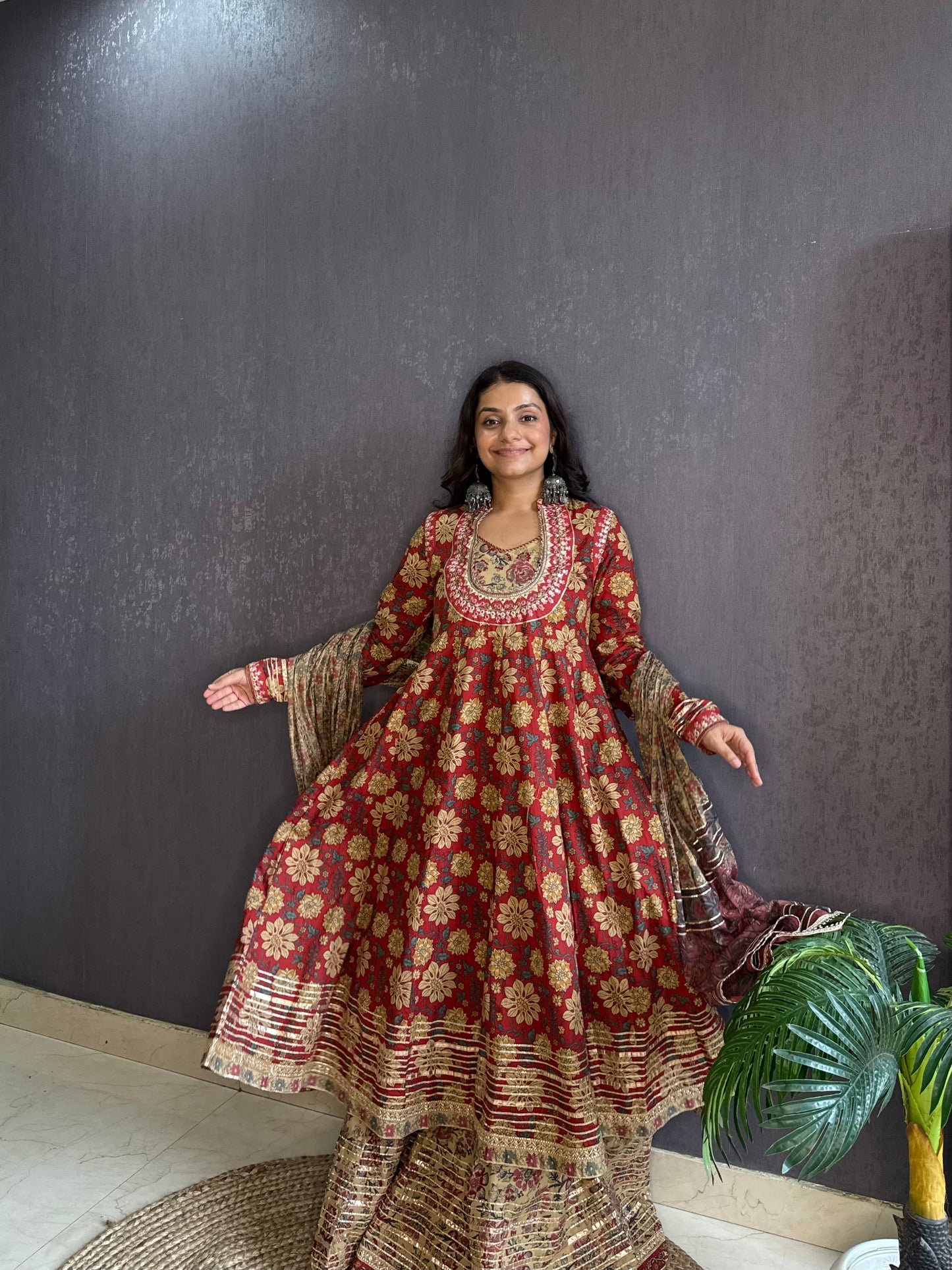 Pure cotton gota double Anarkali