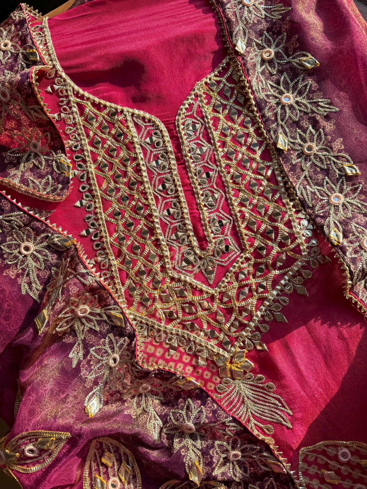 Luxurious Bhandej ombré gotapatti suits