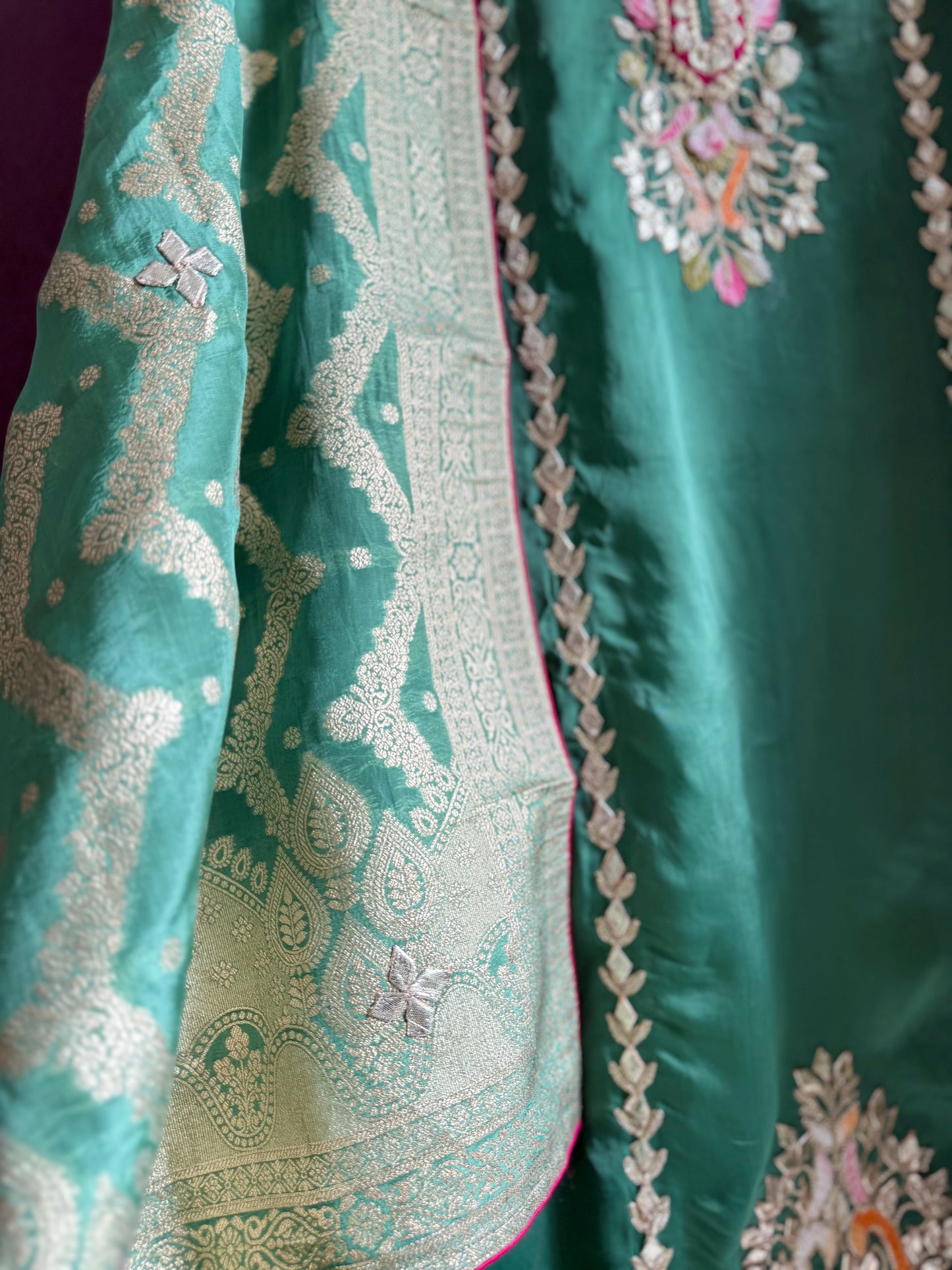 Luxurious Gotapatti satin silk suit