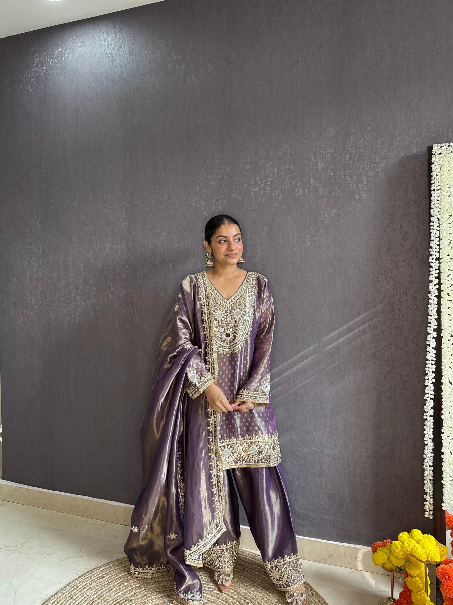 Luxurious mirrorwork farshi salwar set