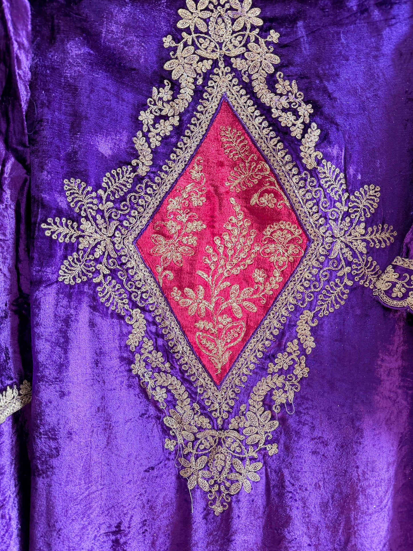 Velvet Front back Marori Aari work suit