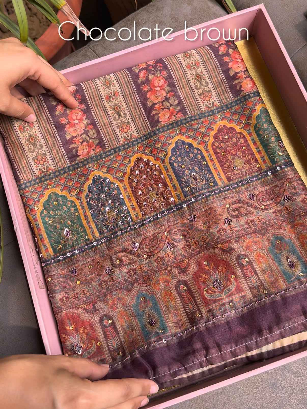 Maheshwari floral kantha work Unstitched suit