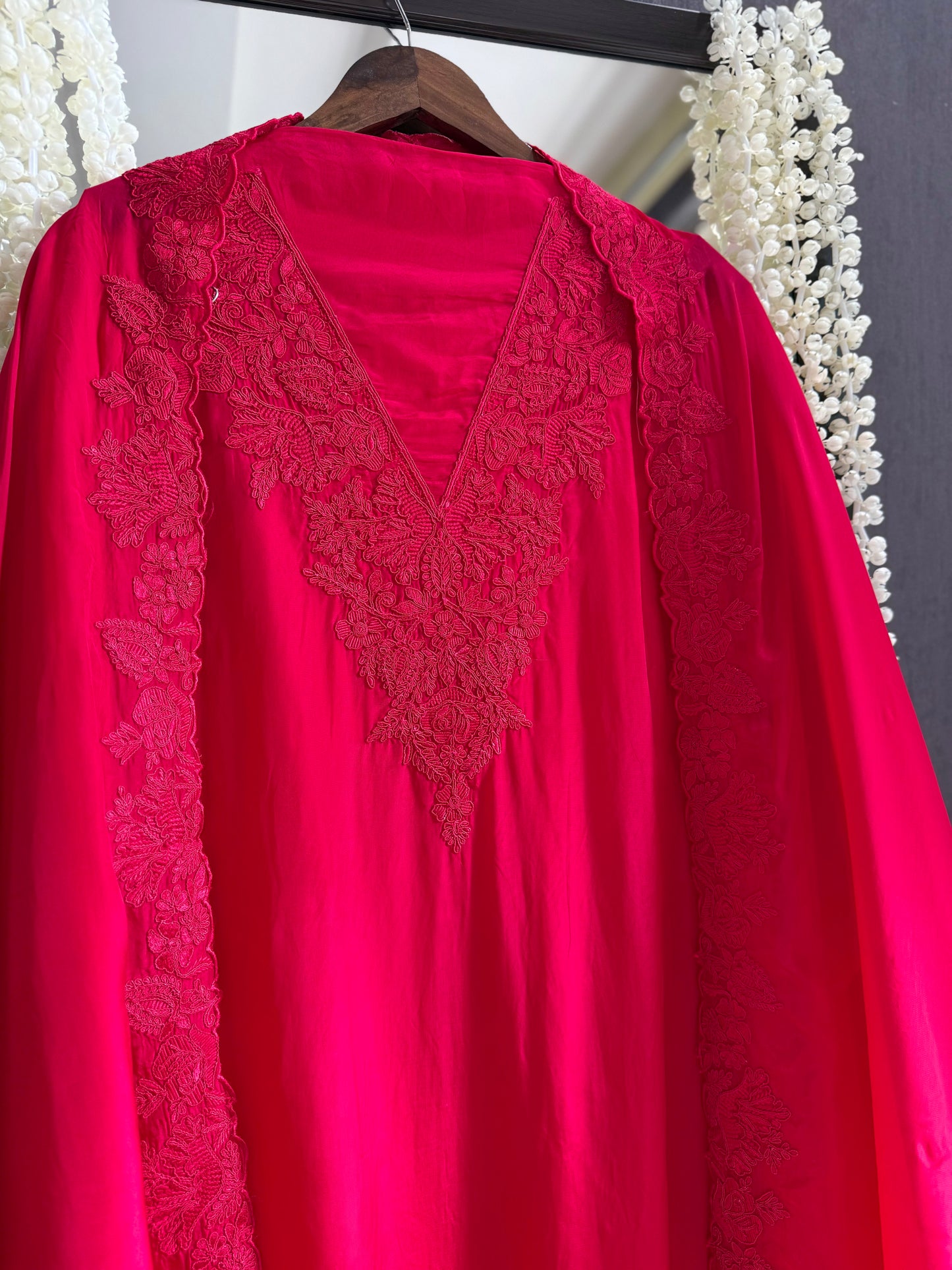 Luxurious aari work organza suit