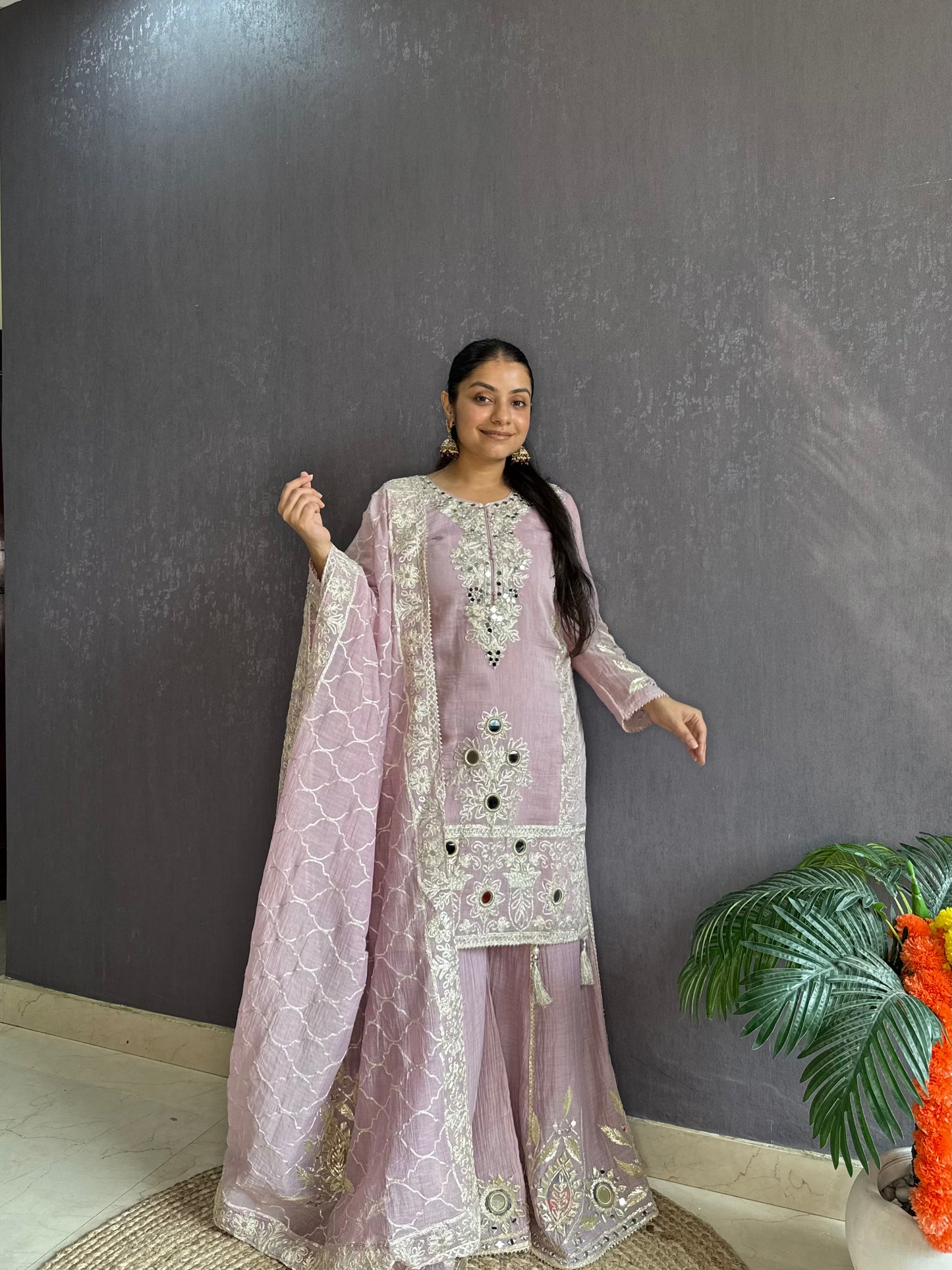 Luxurious mul cotton gotapatti sharara set