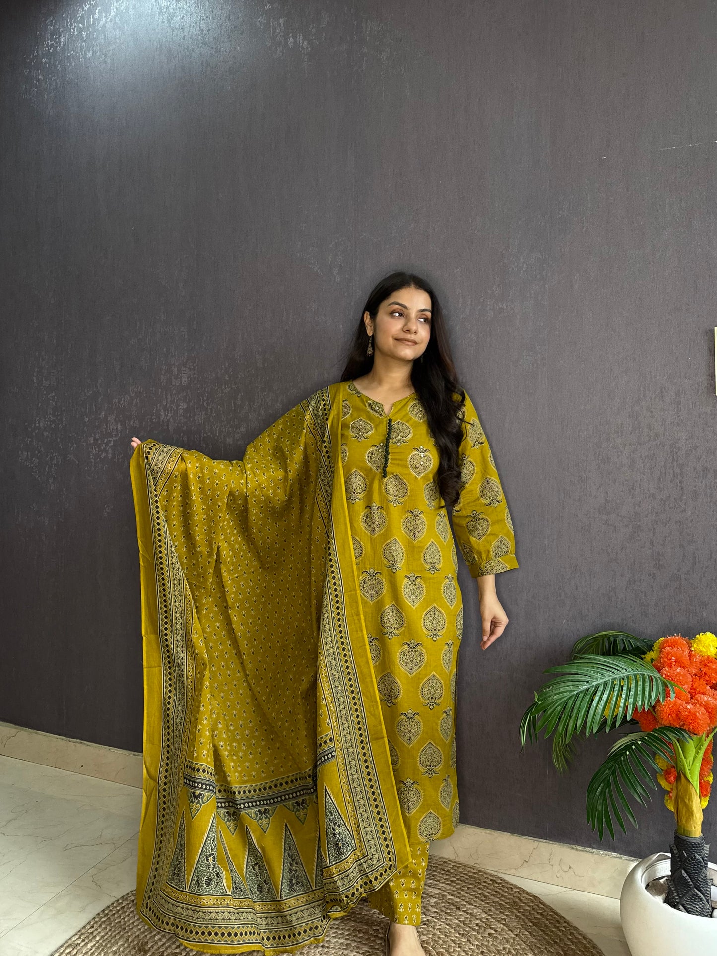 Pure cotton anaar ajrakh print suit set