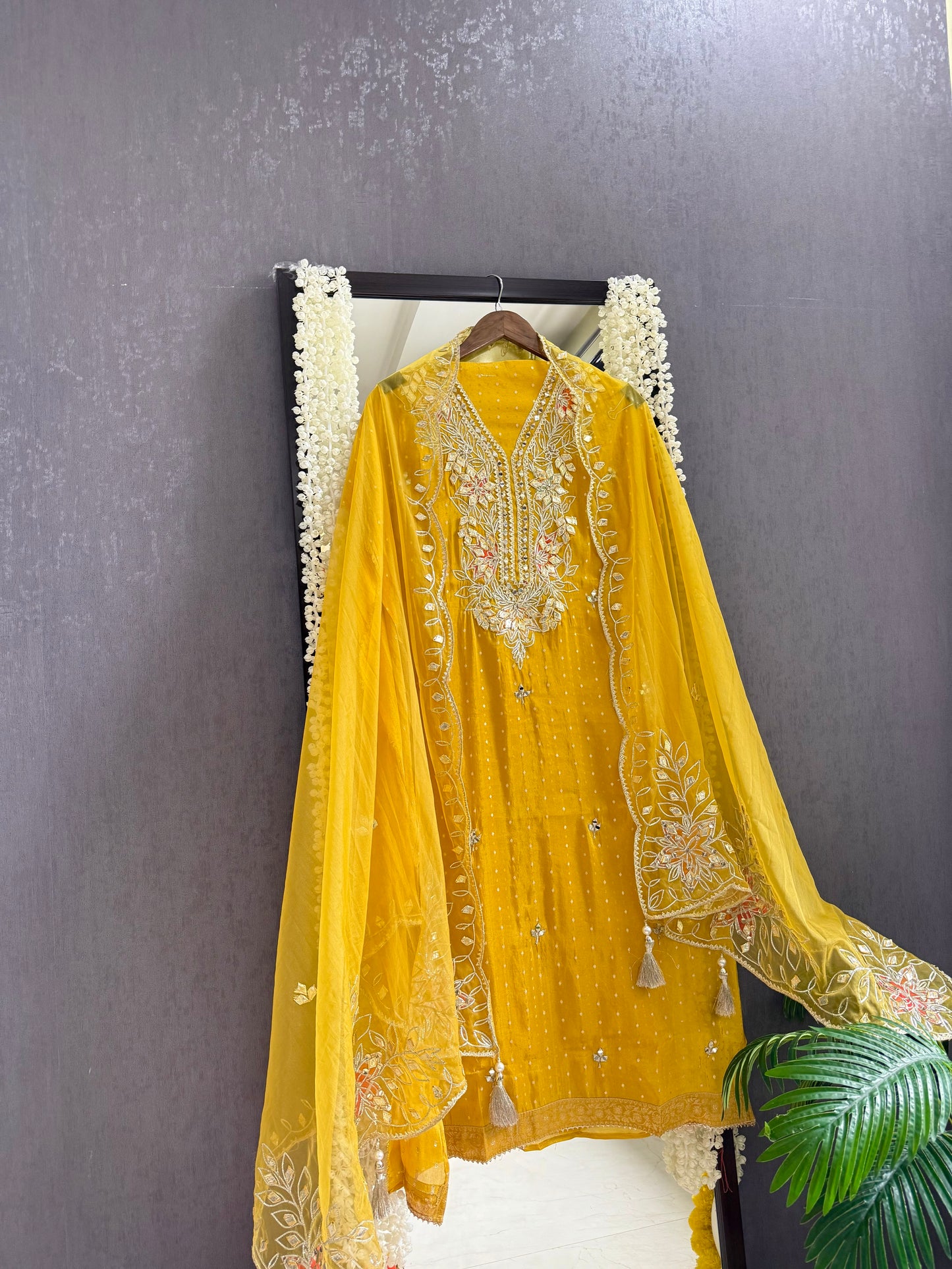 Premium Gotapatti Benarsi Tissue silk suit