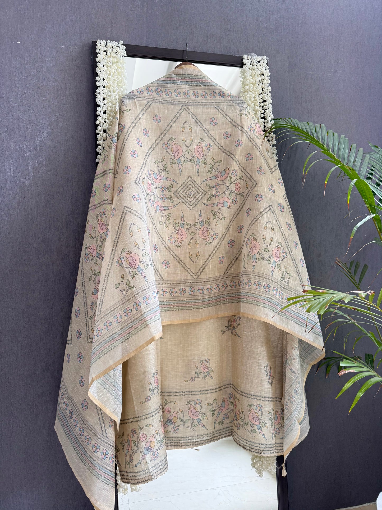 Linen handwork birds suit