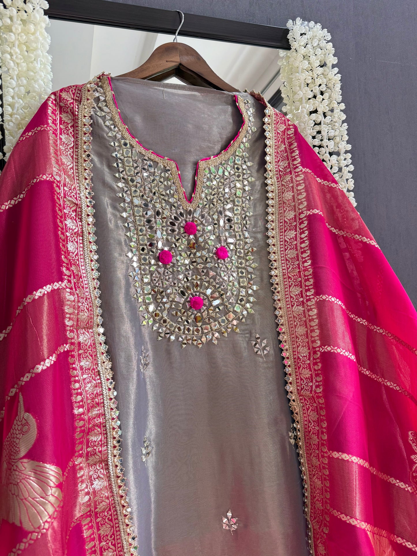 Luxurious Mirrorwork Benarsi suit