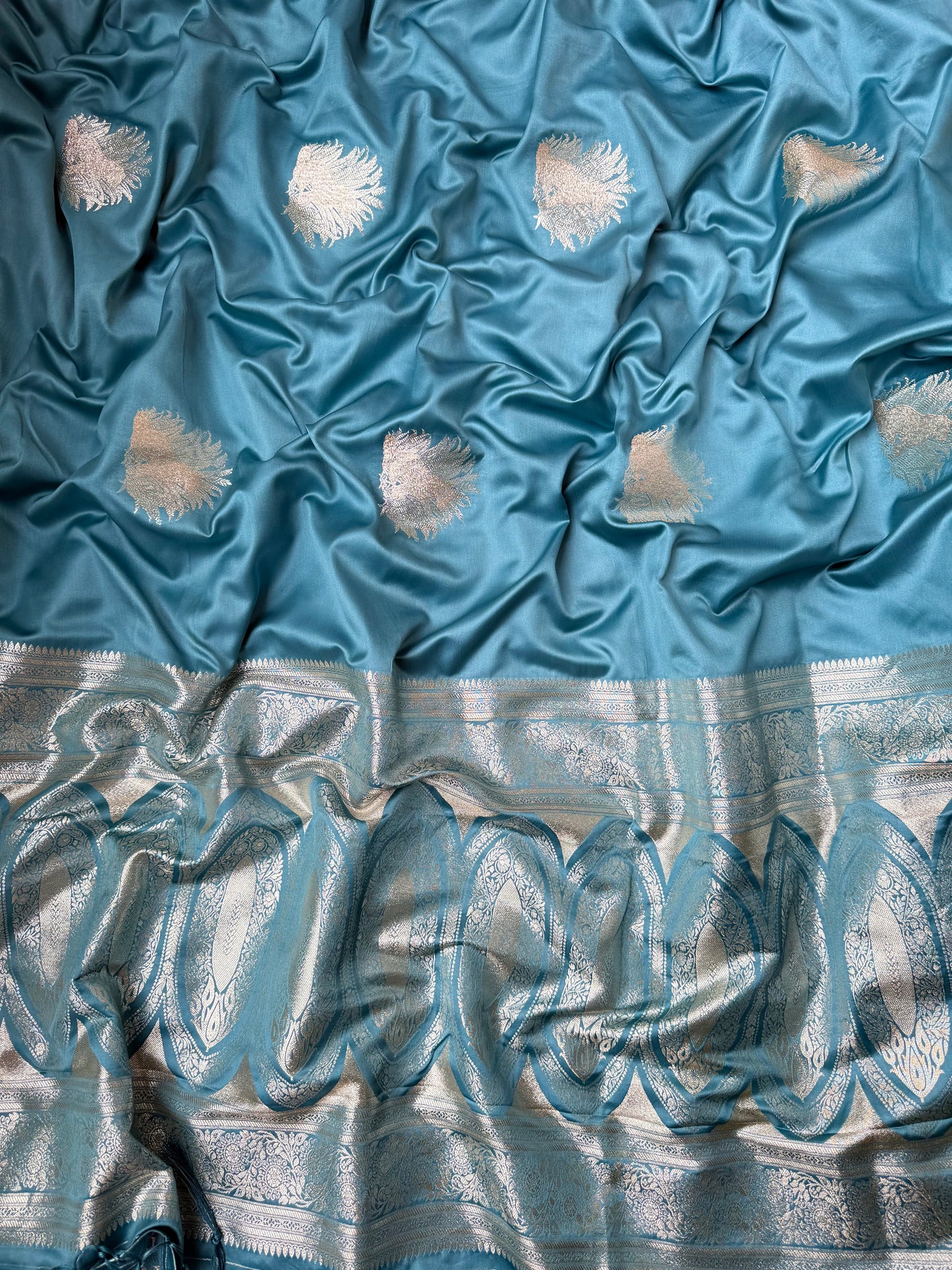 Soft satin silk benarsi panther saree
