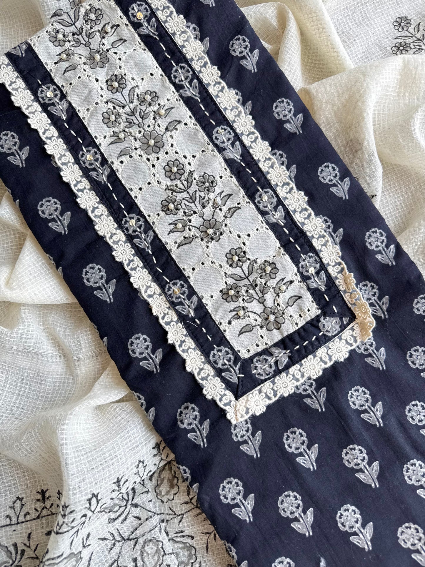 Mulmul handblocked suit