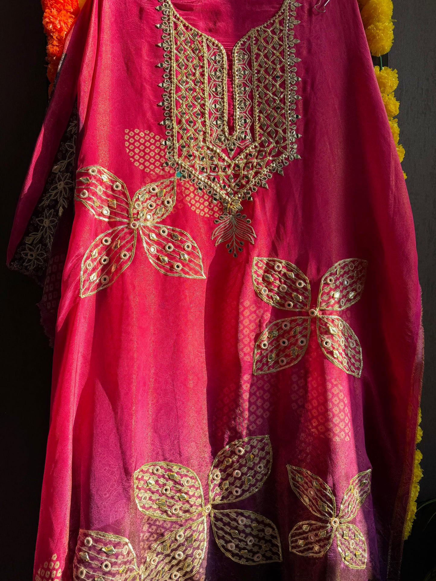 Luxurious Bhandej ombré gotapatti suits