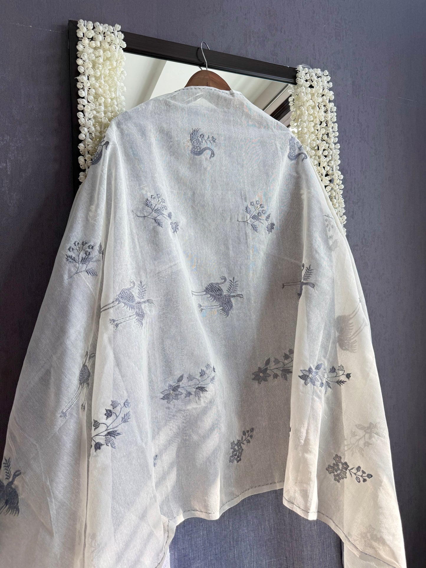 Cotton flamingos and birds embroidered suits