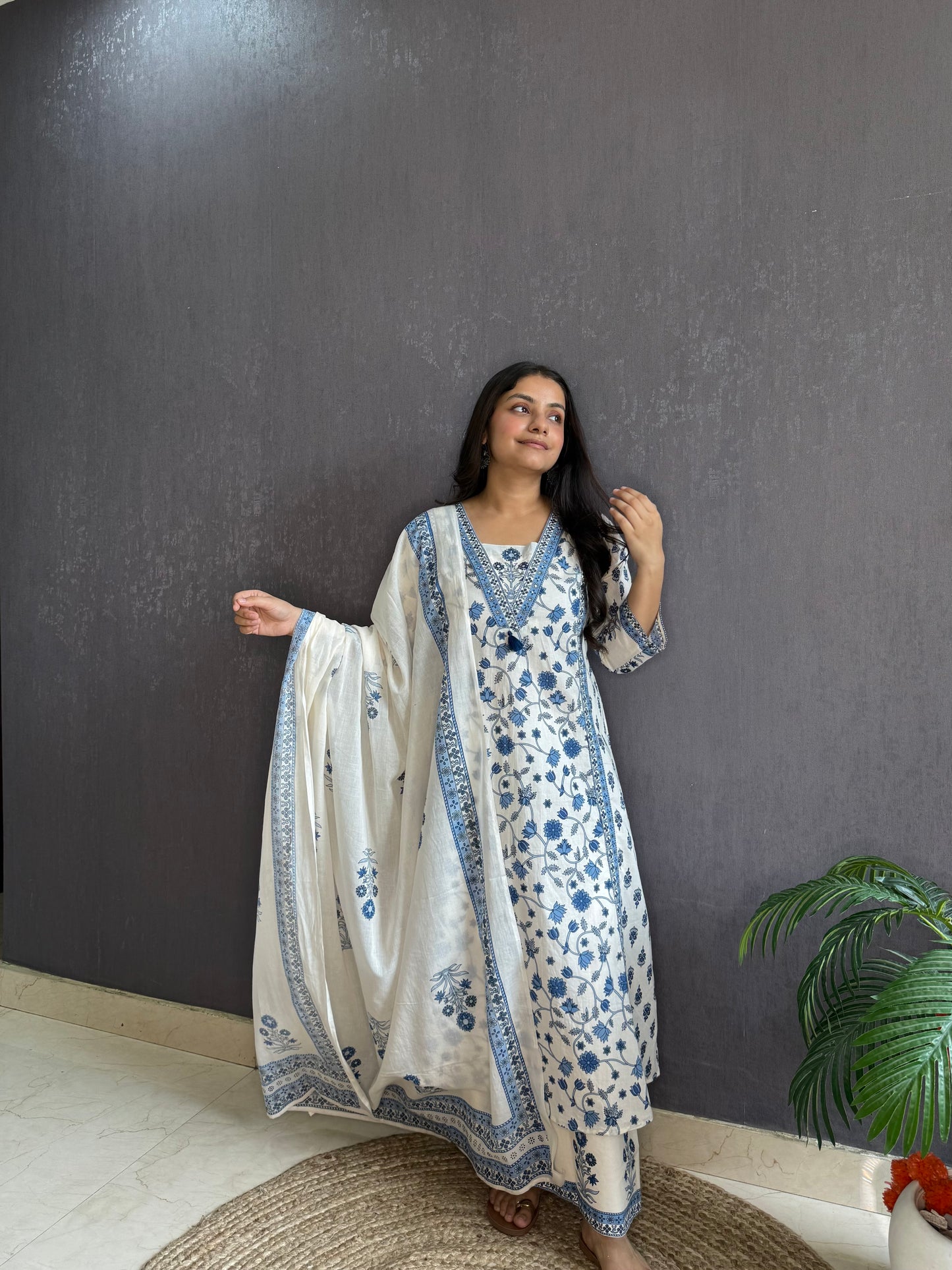 Pure cotton sunflower A line suit set