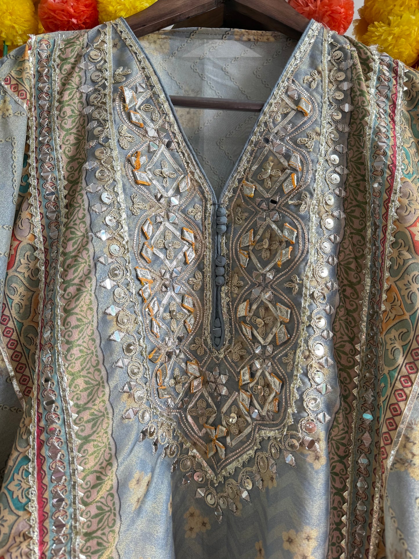 Gotapatti Tissue silk kaftan set